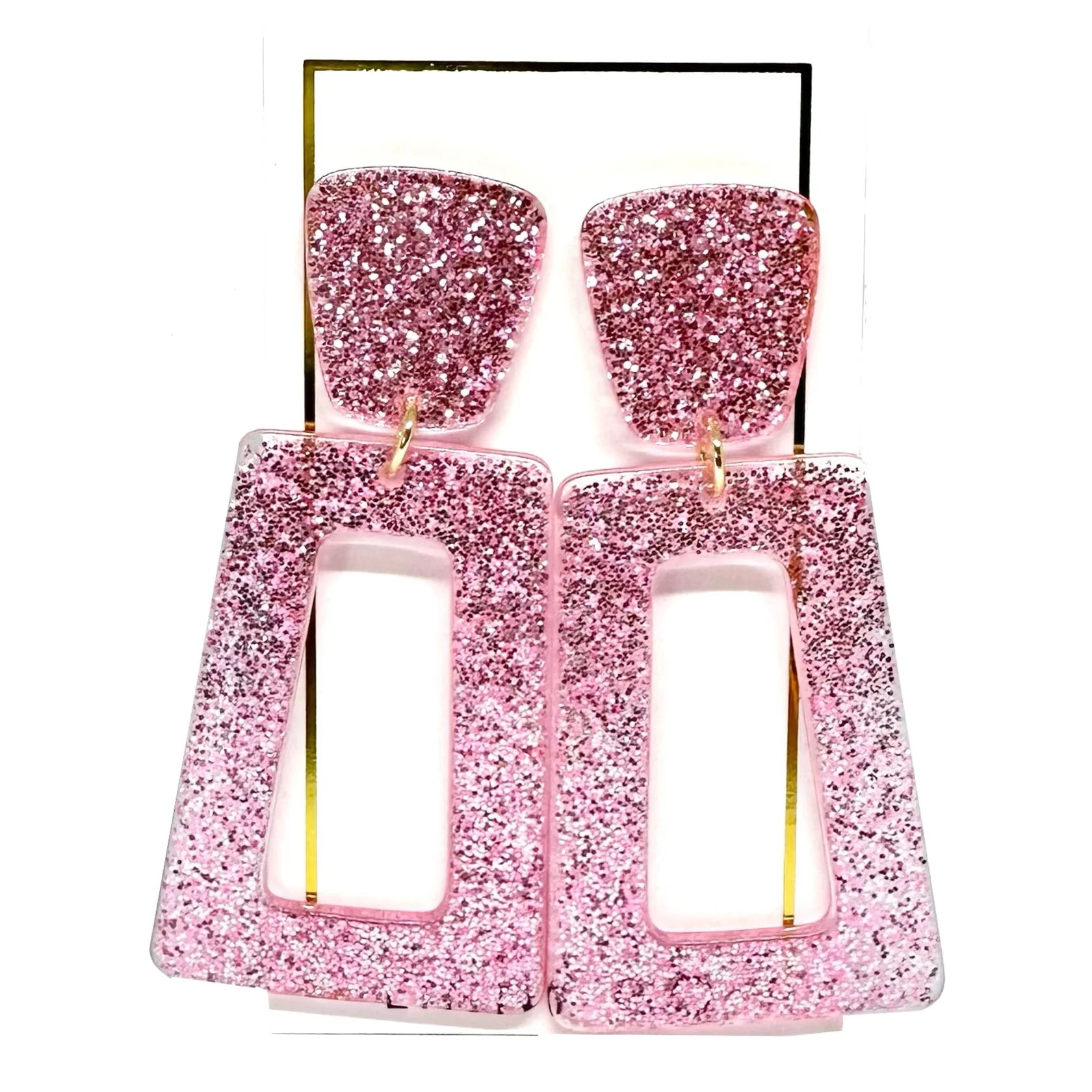 Kennedy- Pink Glitter Earrings