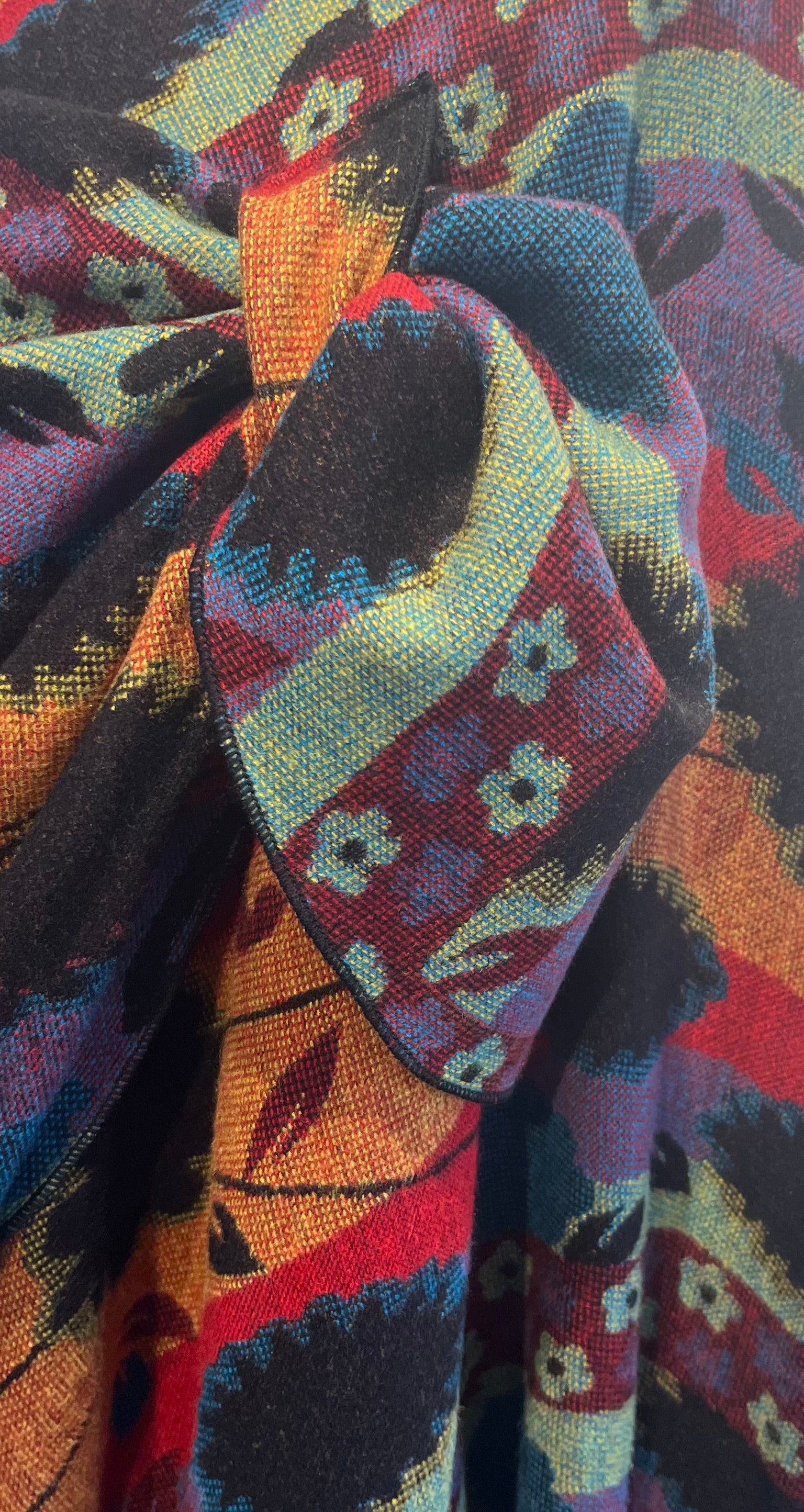 Multi Color Reverses to Black Cashmere Shawl