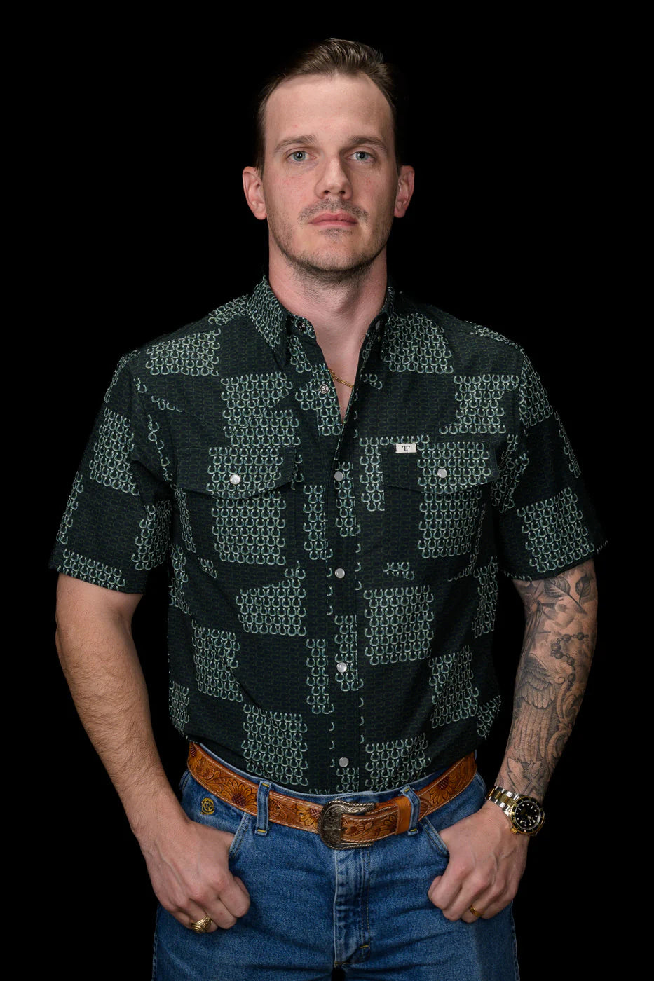 The Dallas in Green Short Sleeve Snap by Ferrell