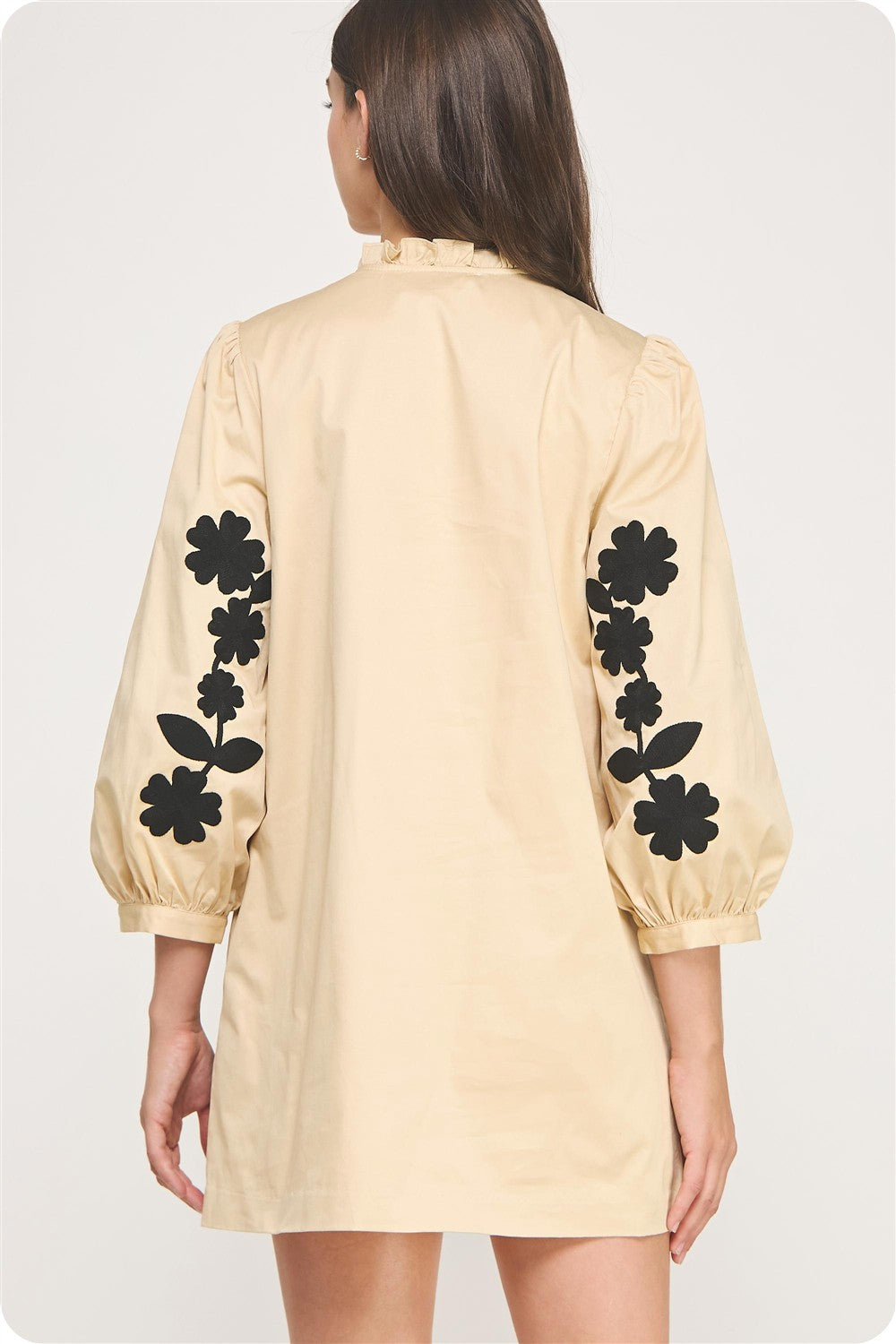 Noir Petal Embroidered Dress