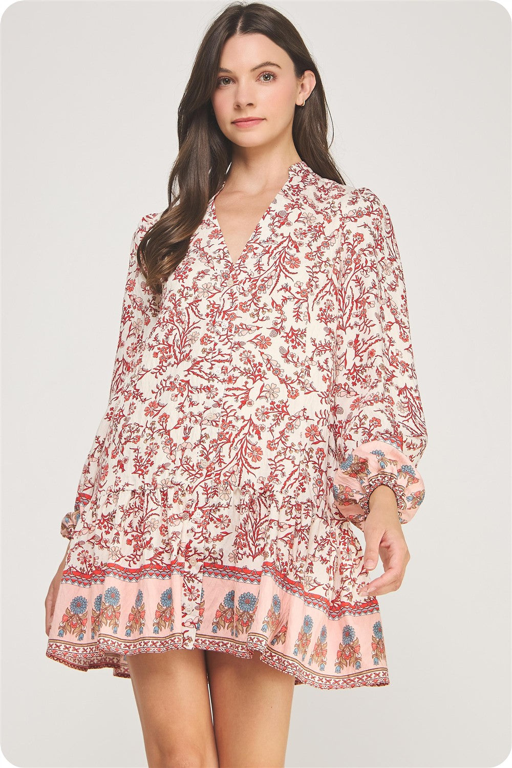 Scarlet Flame Mini Boho Dress