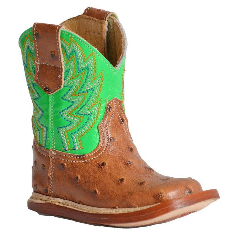 Roper Cowbaby Brown Faux Ostrich Infant Boots