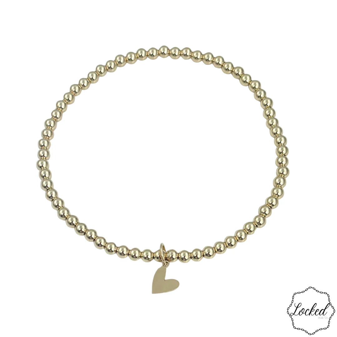 Heart Charm - Classic Gold Filled Bracelet By Locked