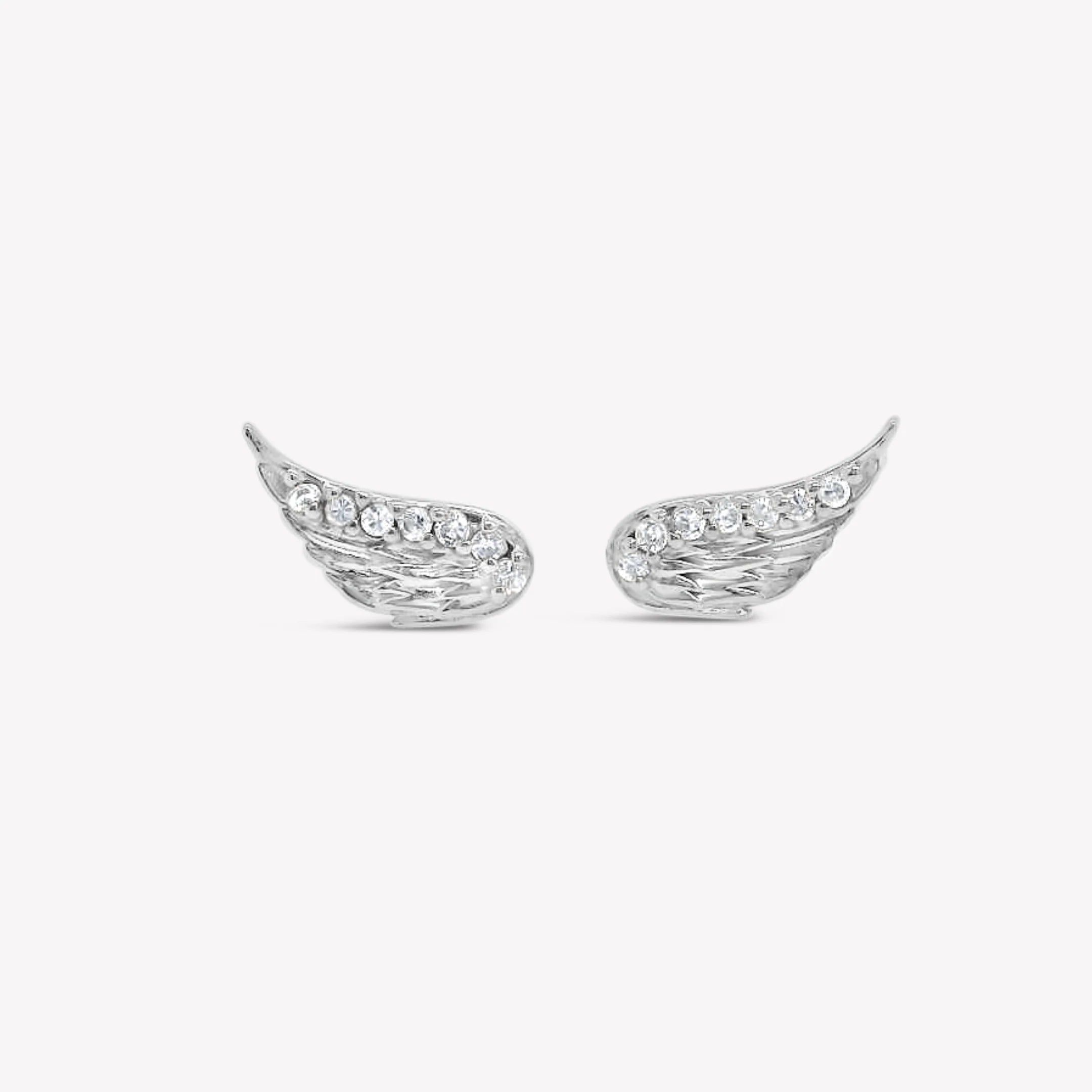 Divine Wings Sparkle Earrings-Silver