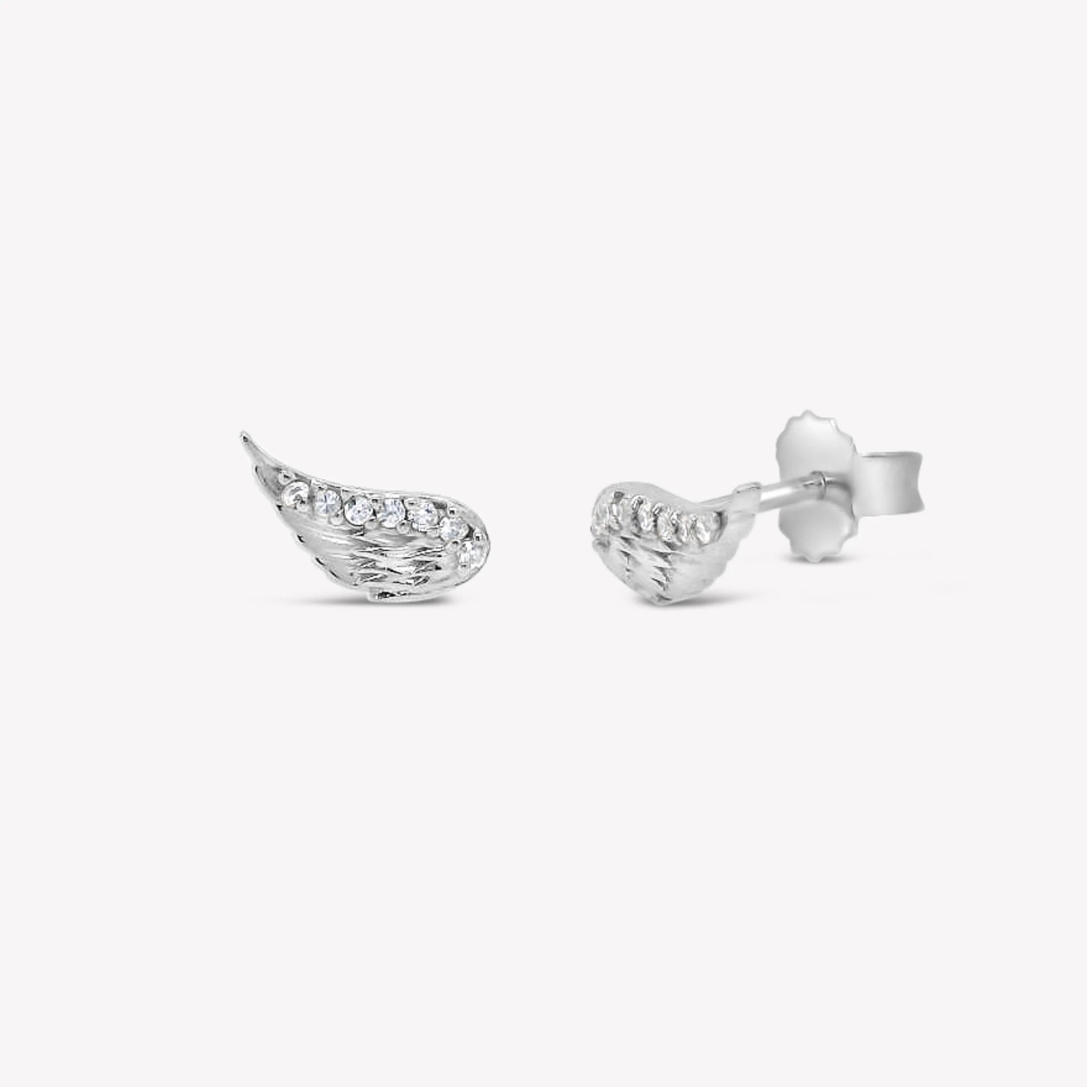 Divine Wings Sparkle Earrings-Silver