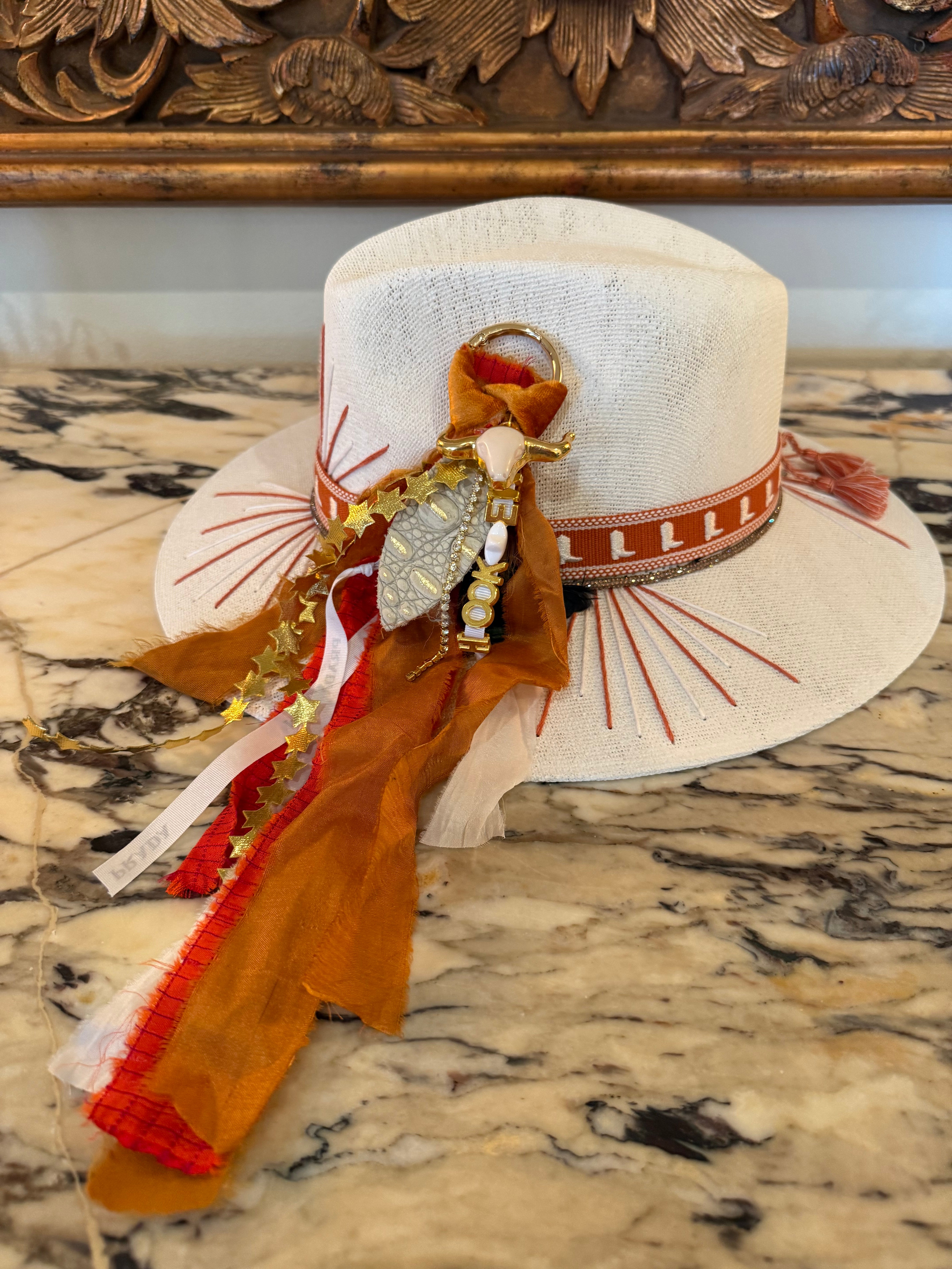 One of a Kind Women's Texas Longhorn Themed Straw Hat