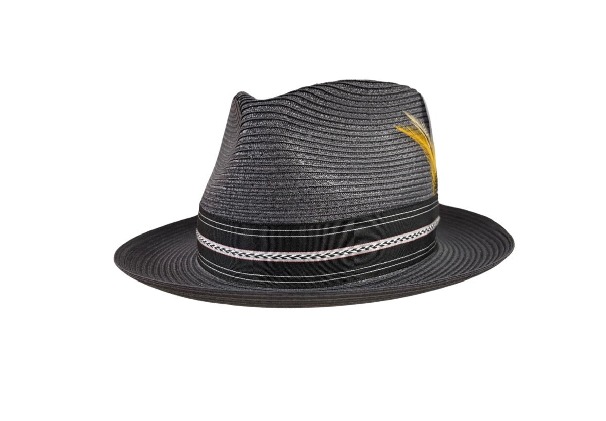 Pinzano Grey Pinched Milan Straw Hat