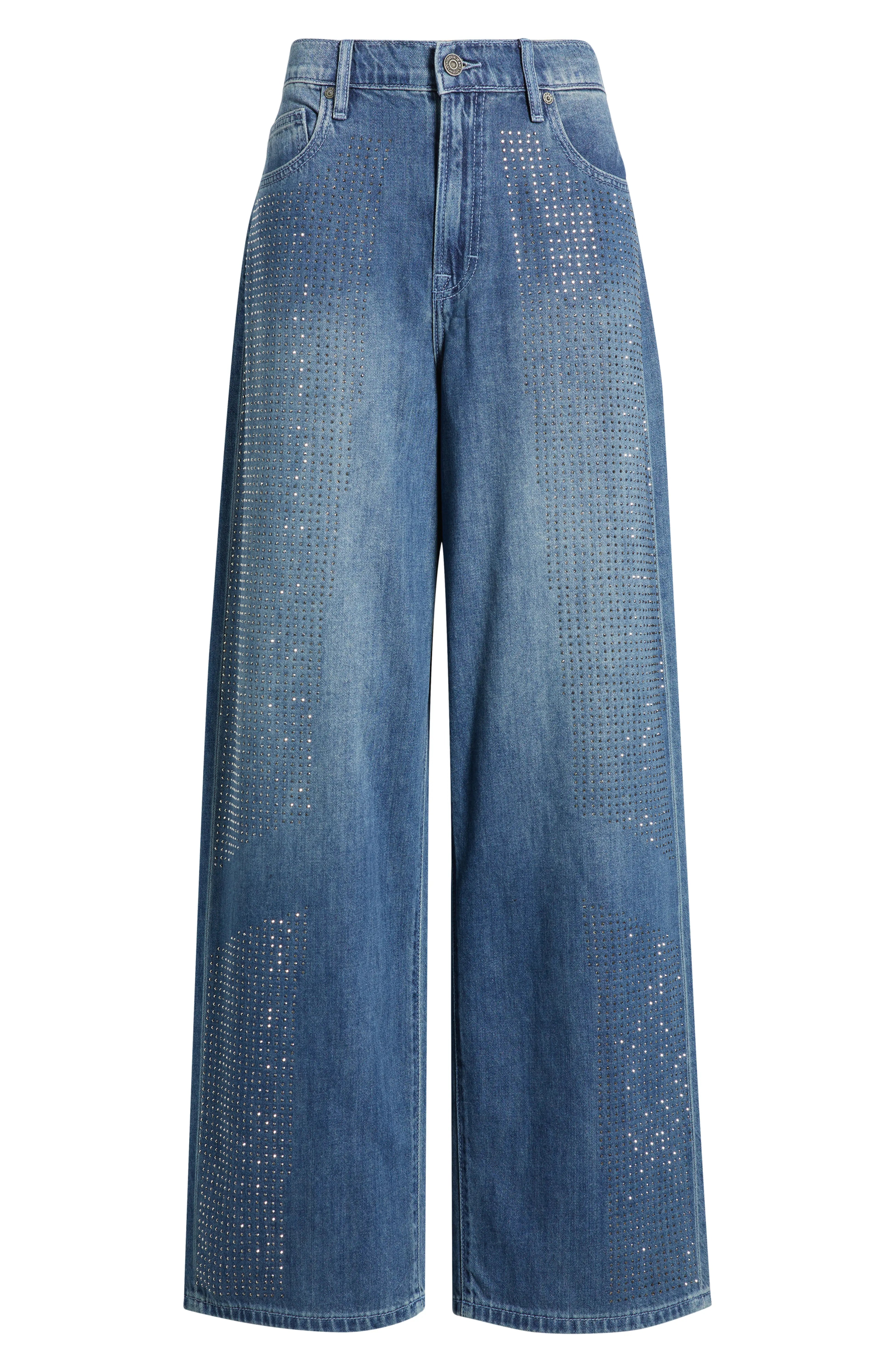 Oversize Rhinestone Baggy Wide Leg Jeans by HIDDEN