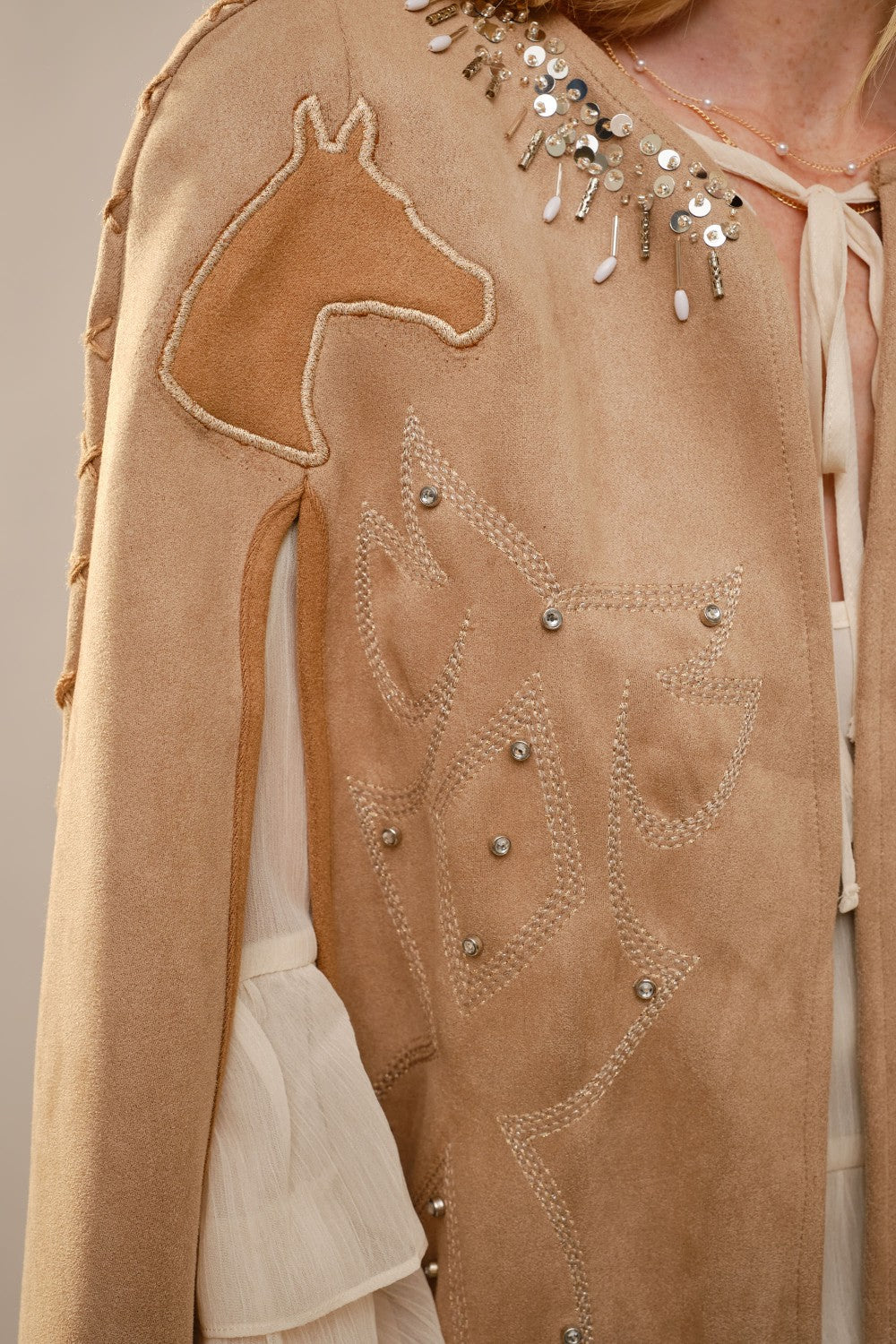 Sandstone Fringe Suede Vest