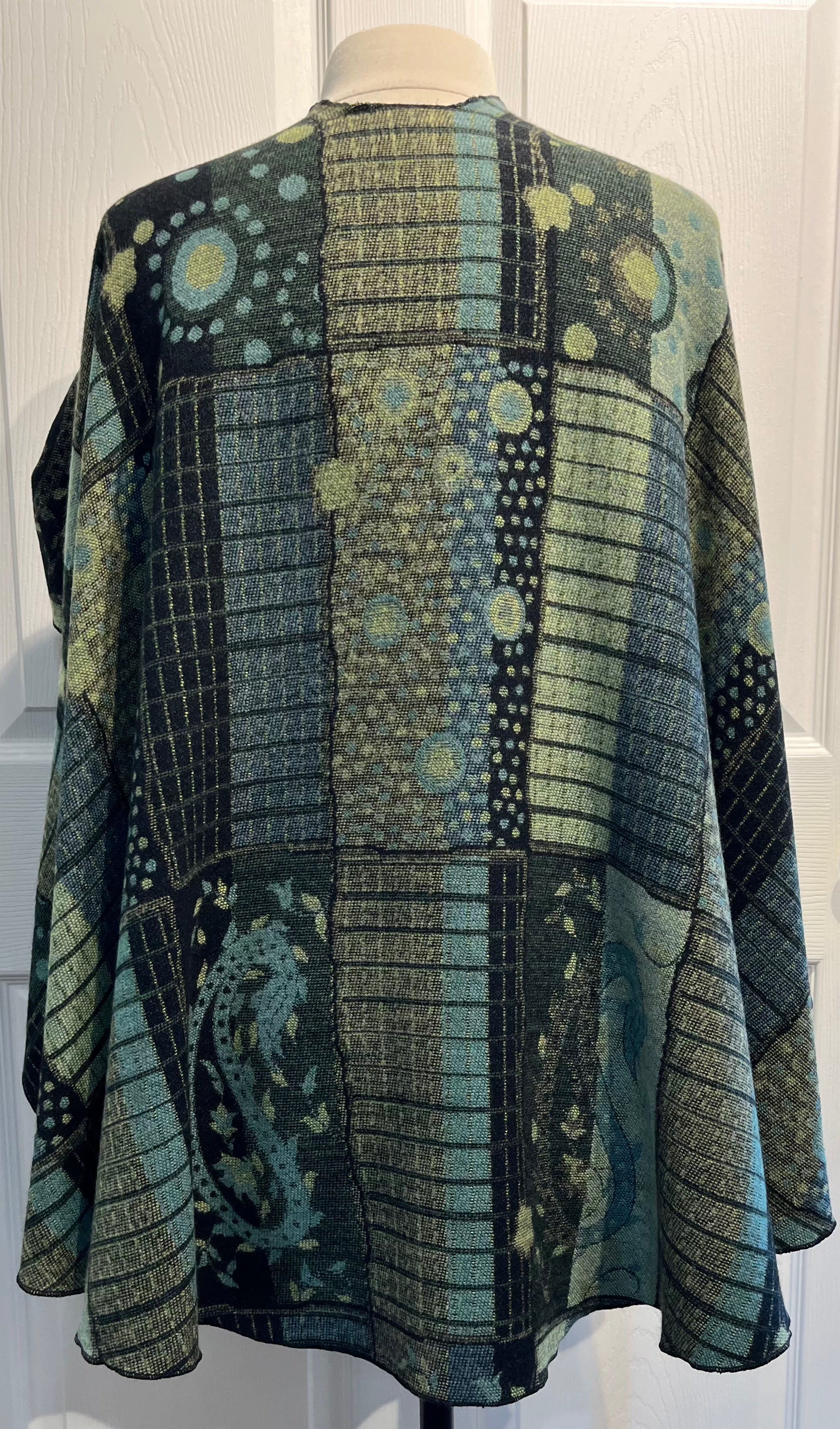 Green Shades Reverses to Black Cashmere Shawl