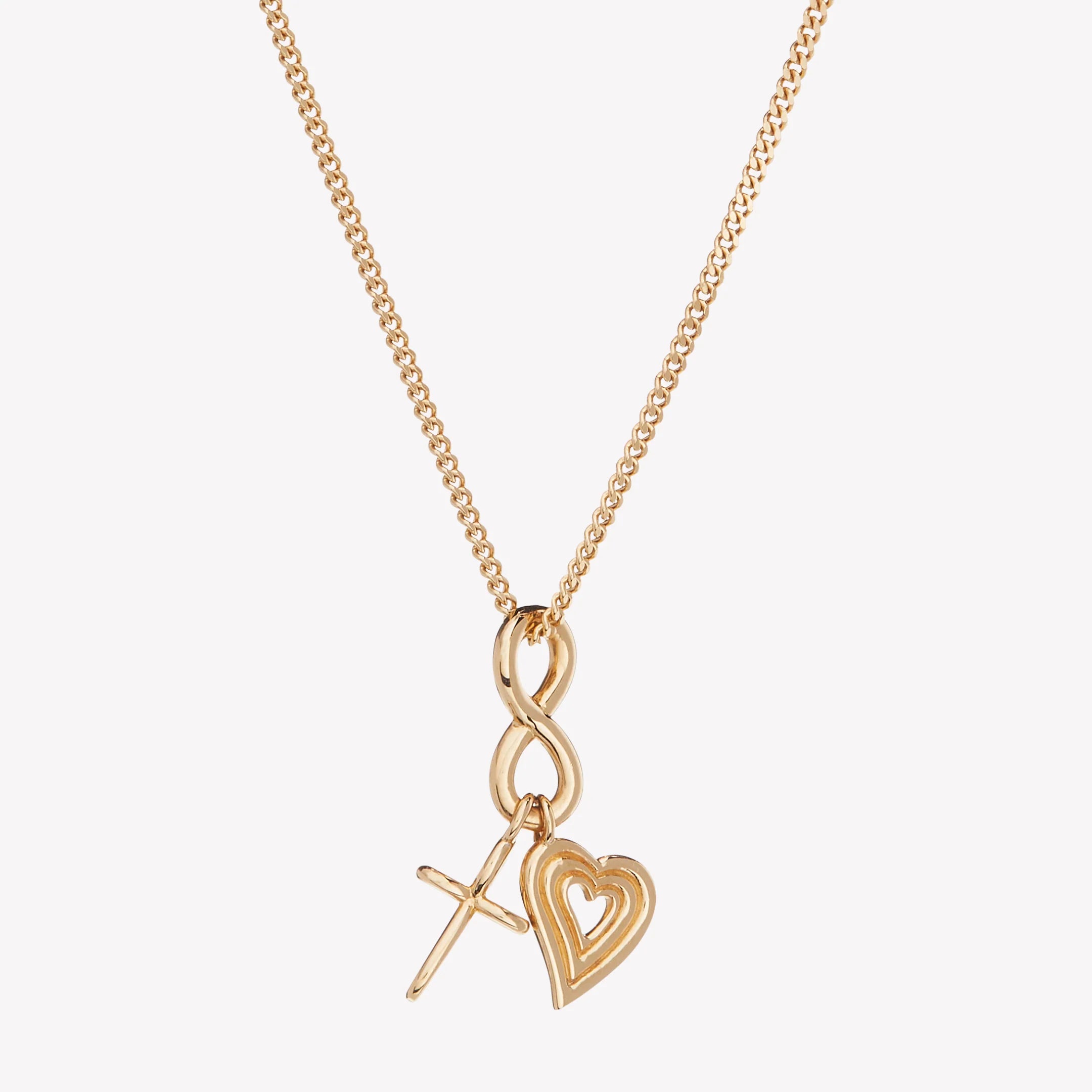 Faith, Hope, & Love Charm Pendant Necklace-Gold