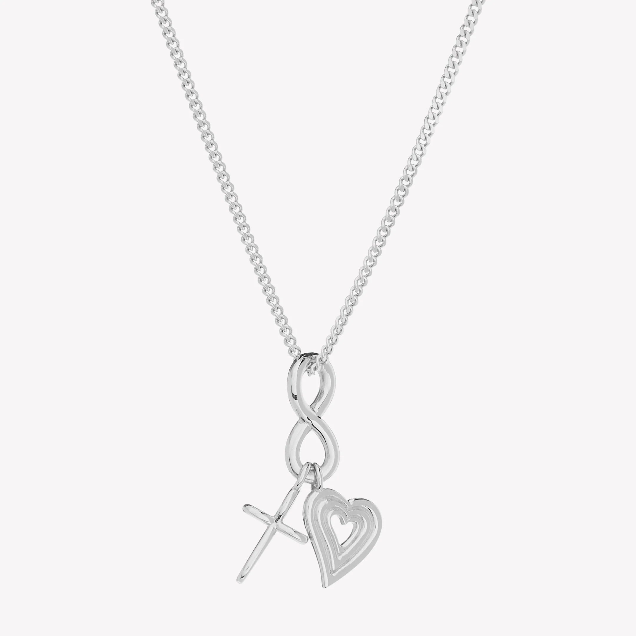 Faith, Hope, & Love Charm Pendant Necklace-Silver