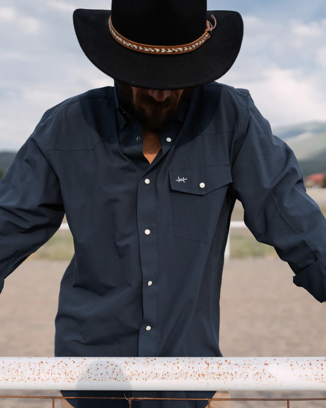 Long Sleeve Western Field Shirt- Navy by Texas Standard