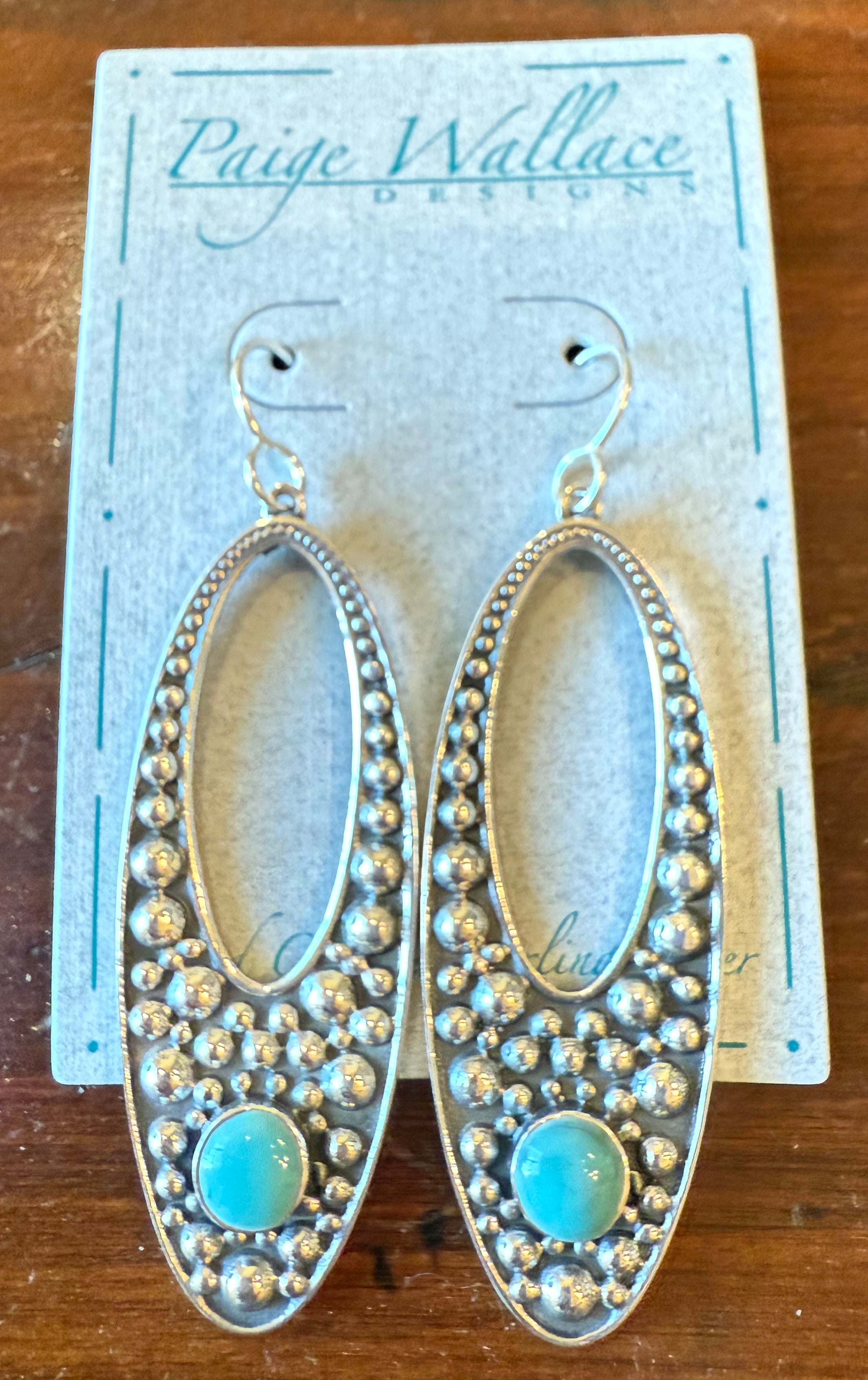 Paige Wallace Reconstituted Turquoise Stone Open Teardrop Sterling Silver Earrings