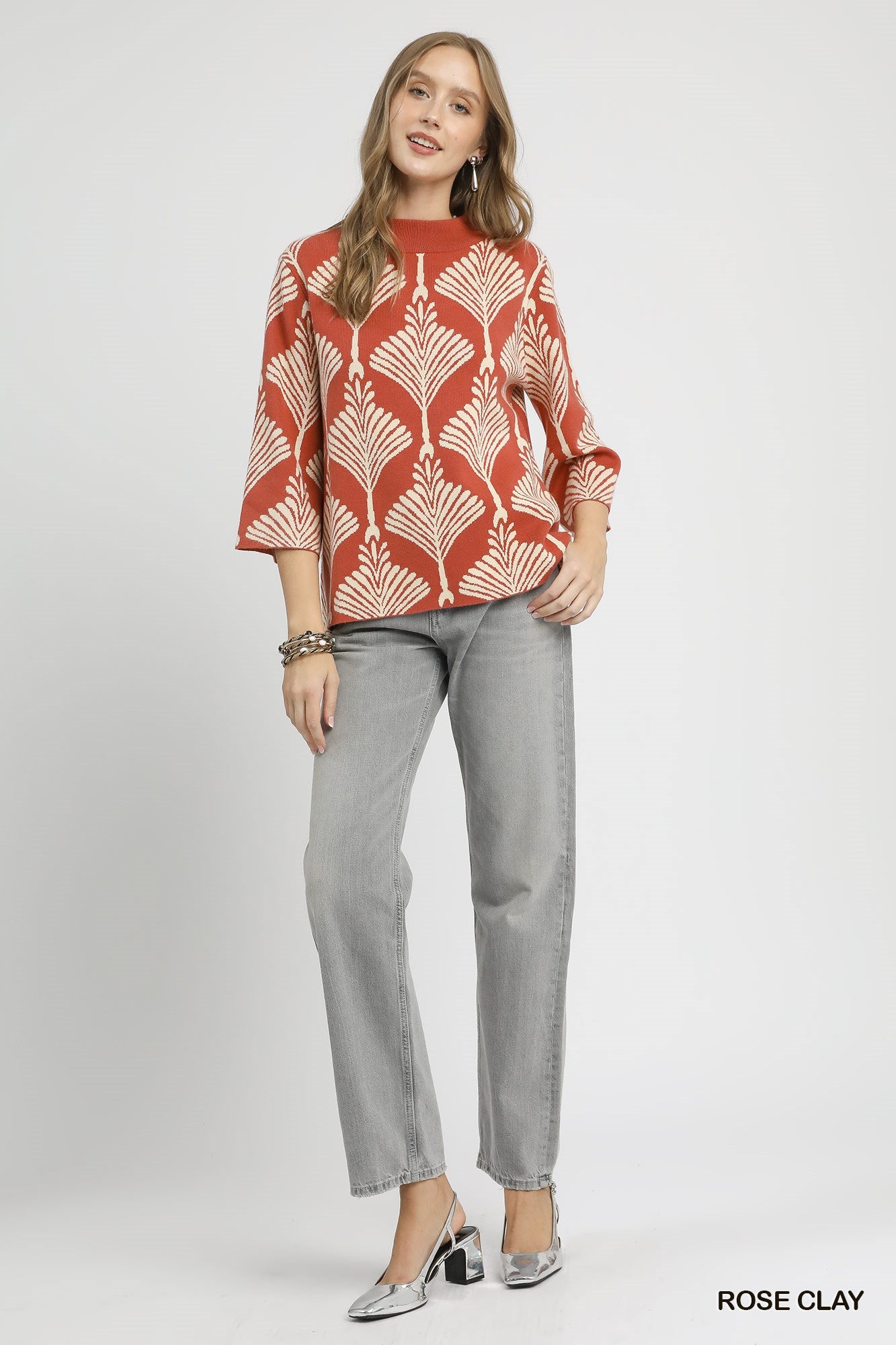 Rose Clay Mock Neck Pullover Sweater