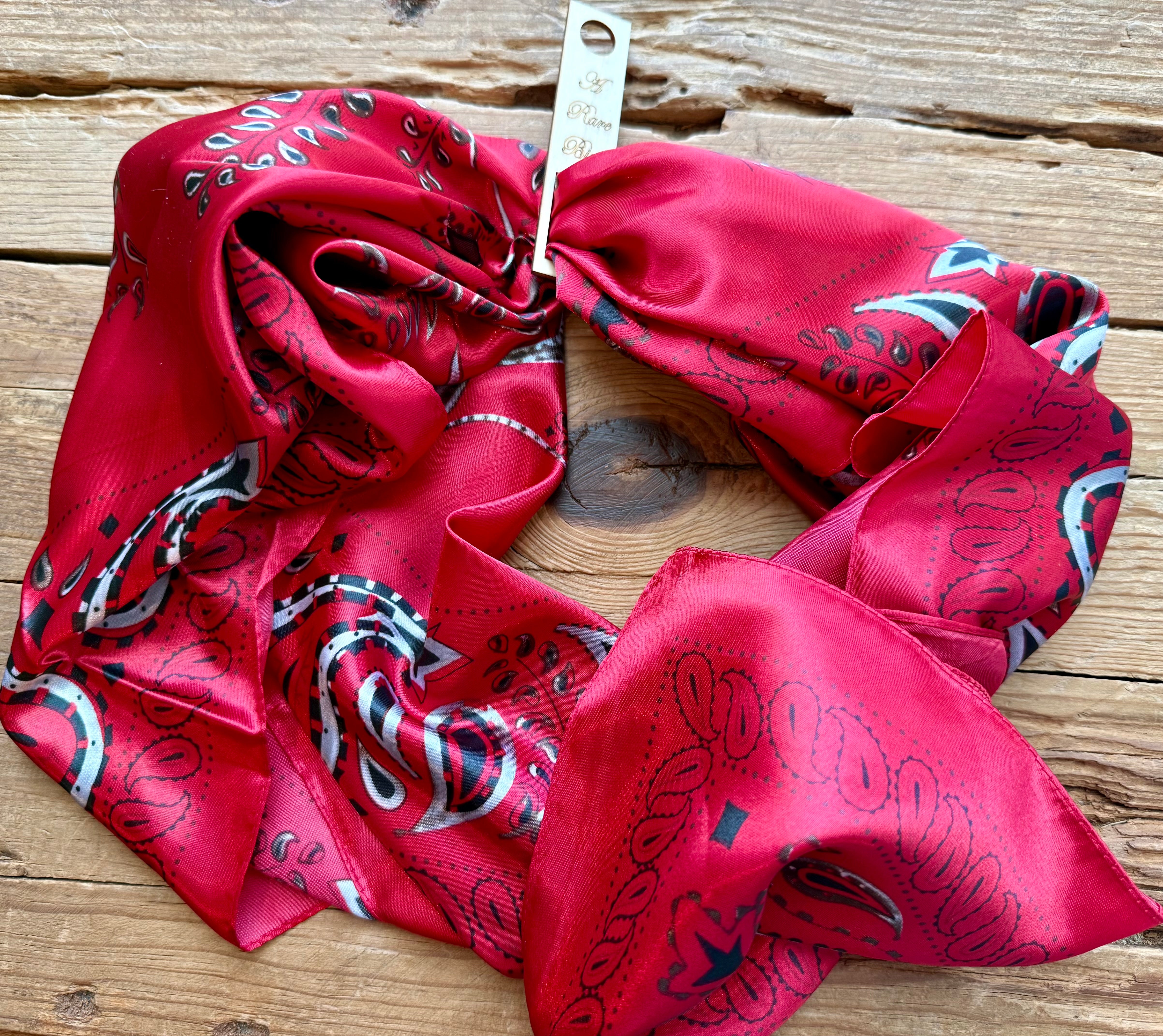 Red  Bandana Silk Wild Rag
