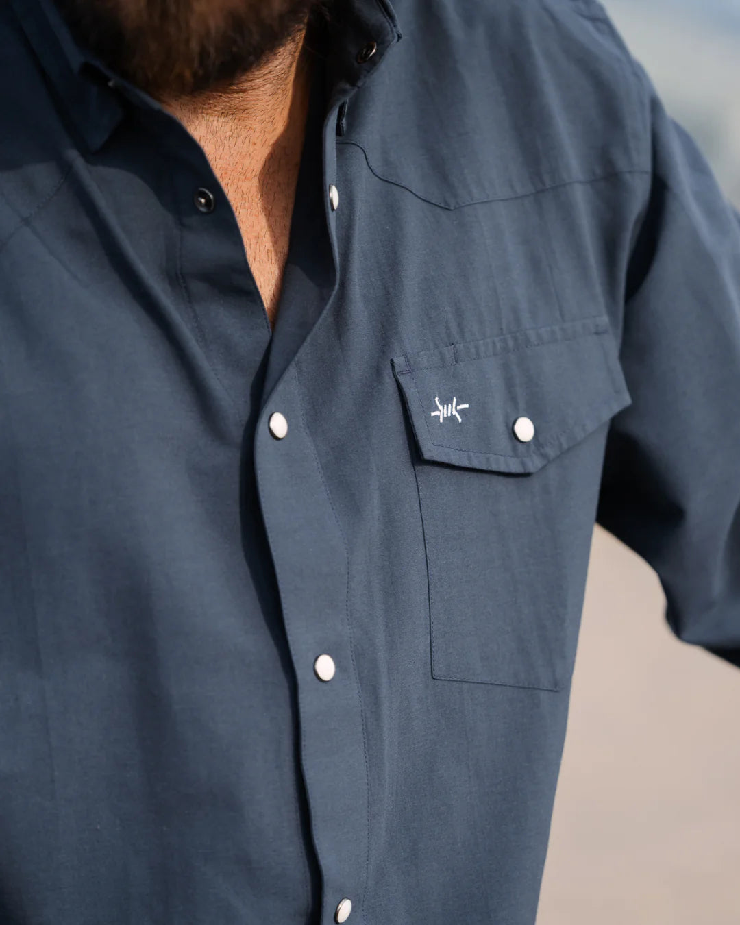 Long Sleeve Western Field Shirt- Navy by Texas Standard