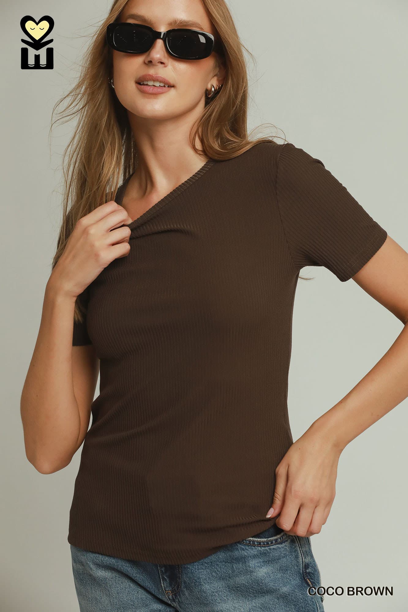 Cocoa Sculpt Ribbed Tee
