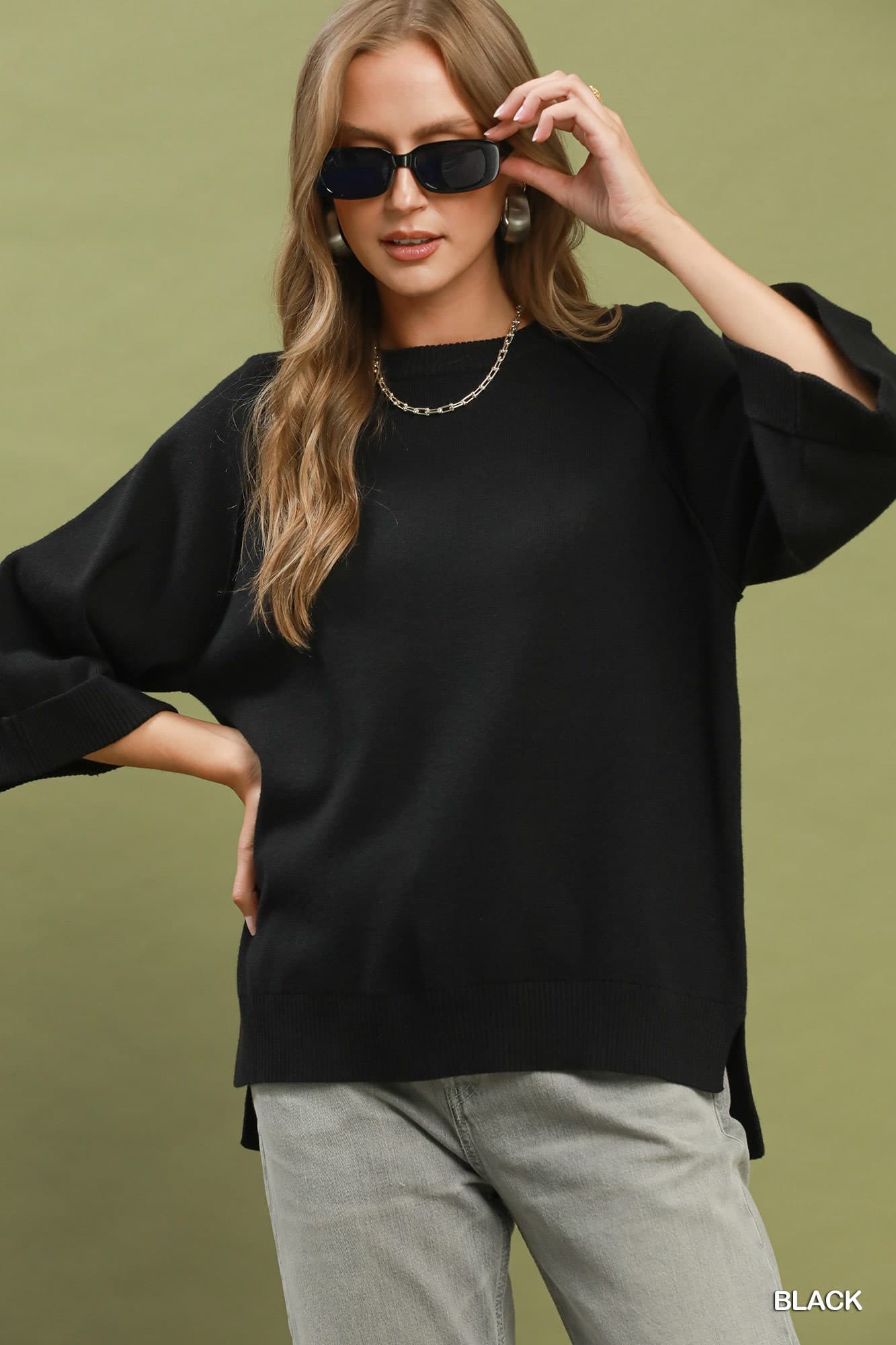 Black Everyday Ease Knit Sweater