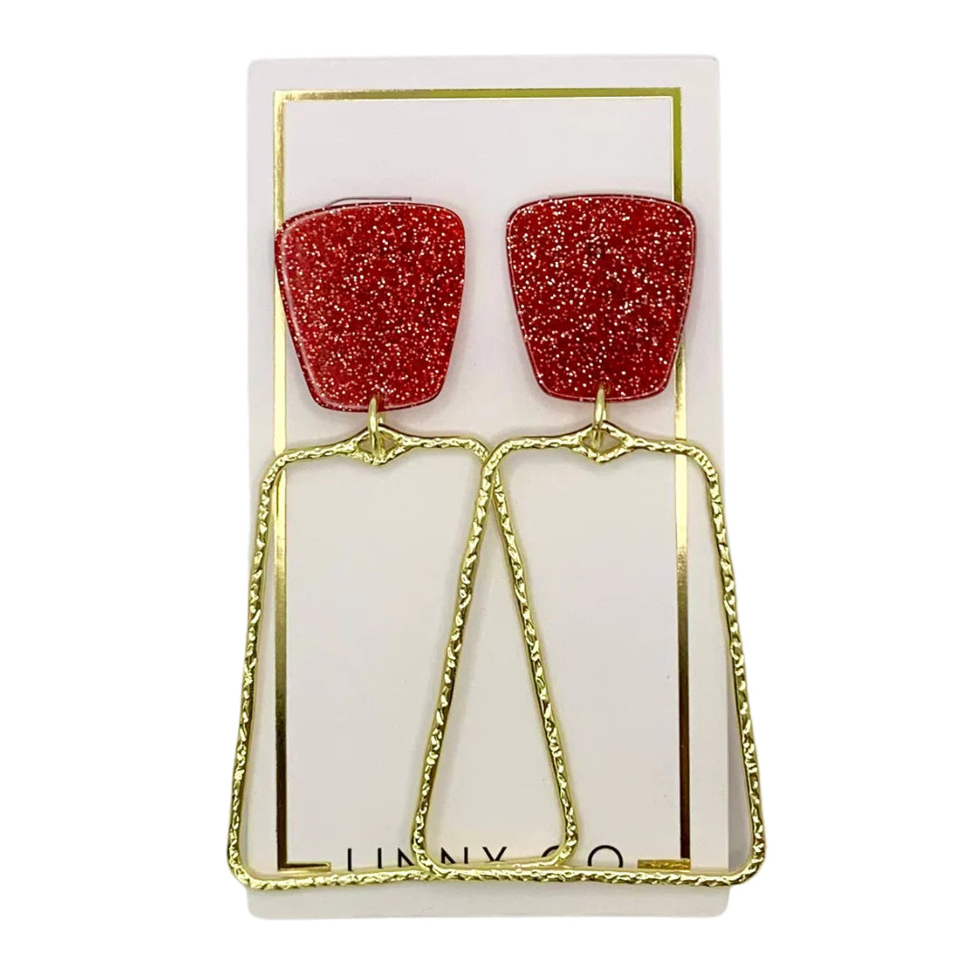 Kaelyn- Crimson Glitter Earrings