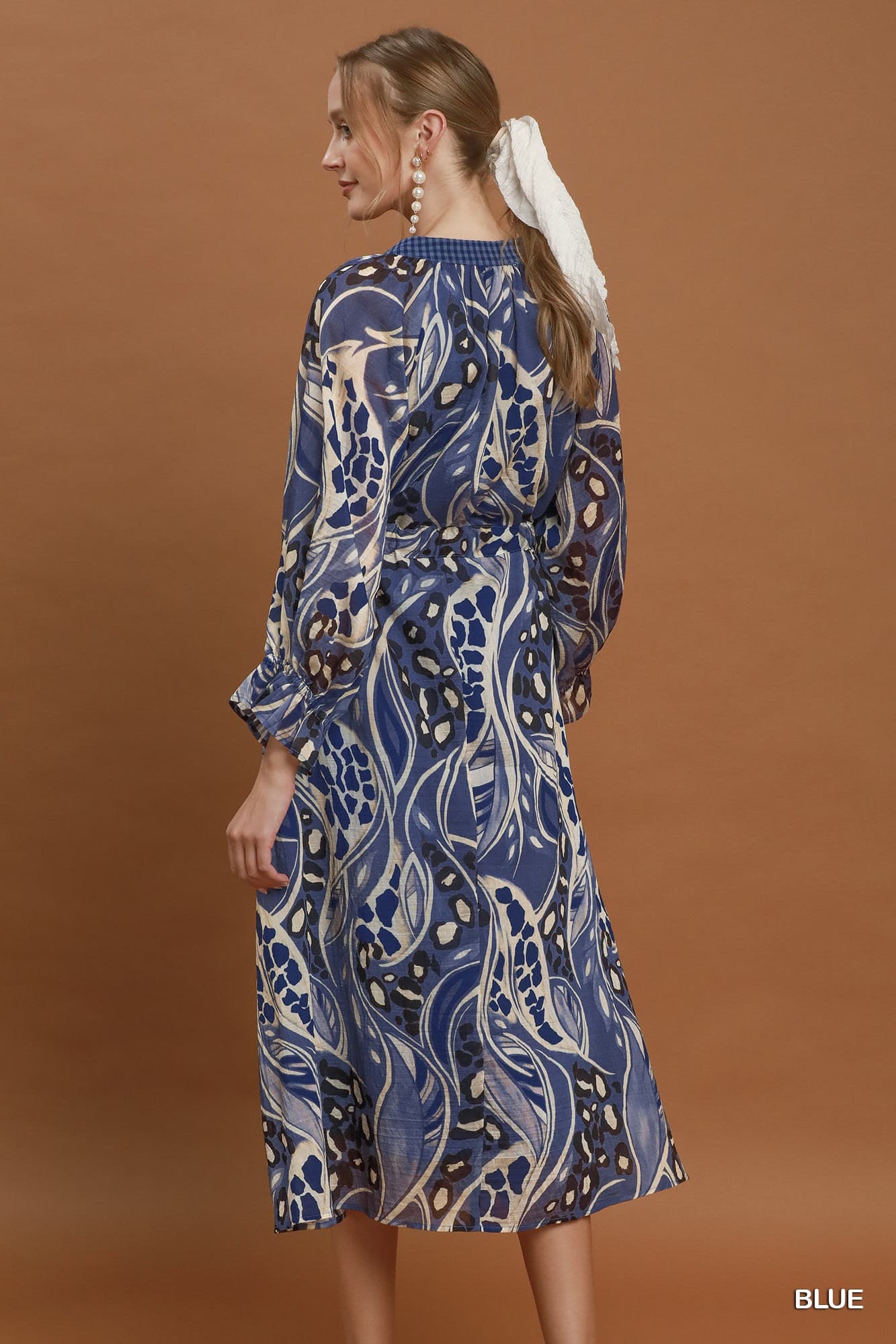 Blue Horizon Print Midi Dress