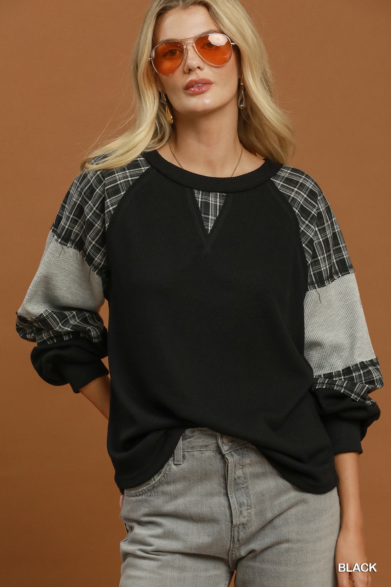 Plaid Patchwork Thermal Top 🖤