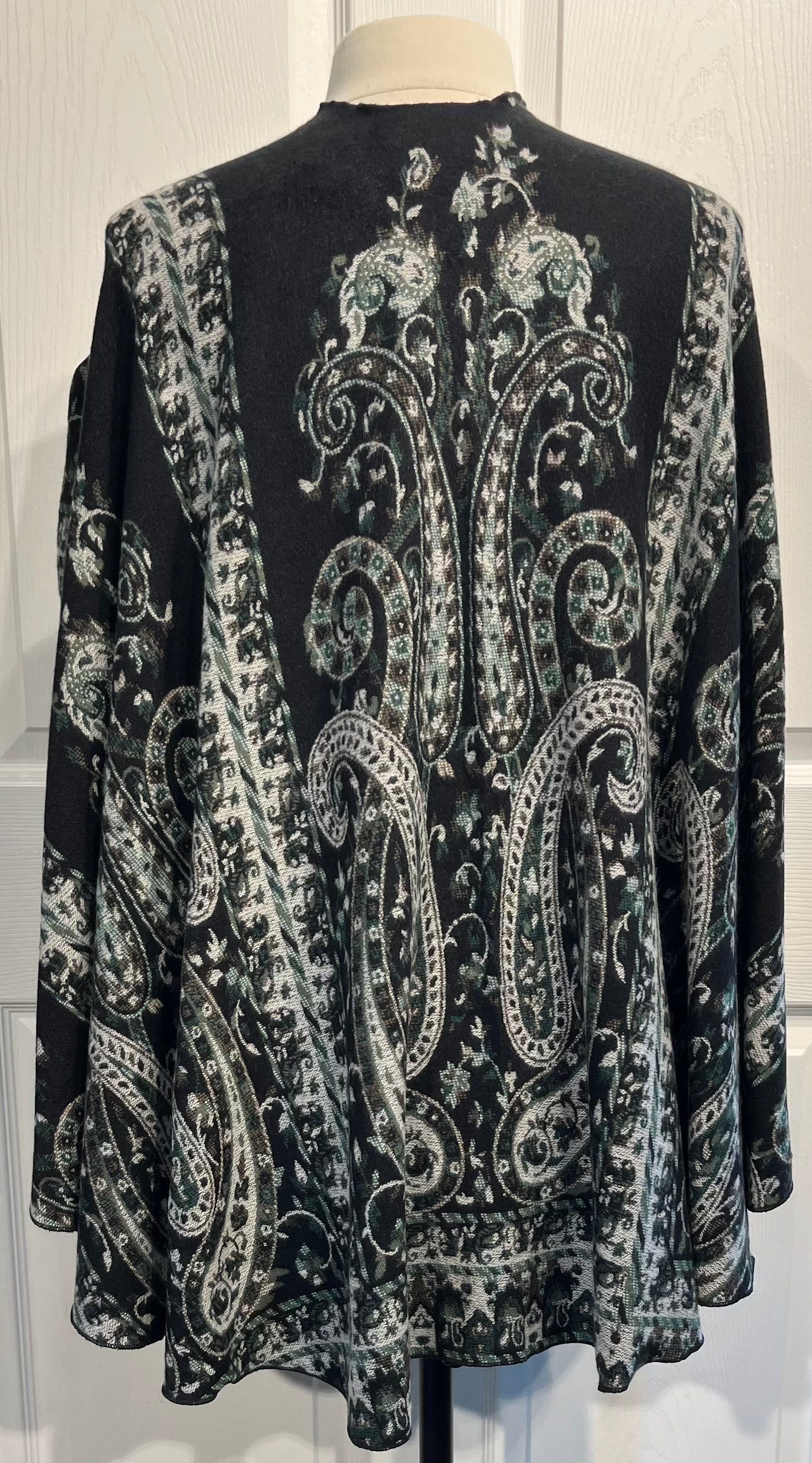 Black, Taupe & Green Reversible  Cashmere Shawl