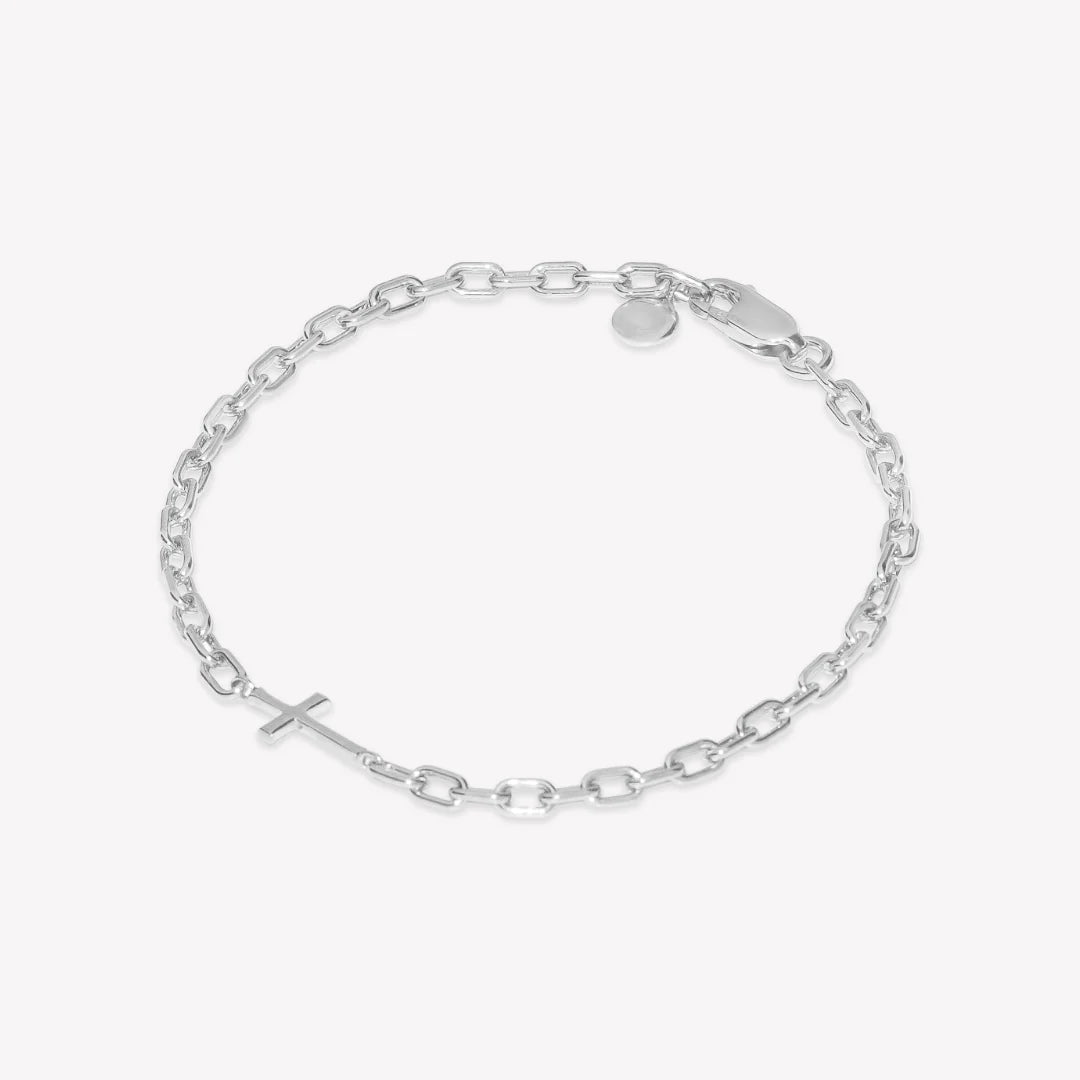 Mini Chain Breaker Cross Bracelet-Silver
