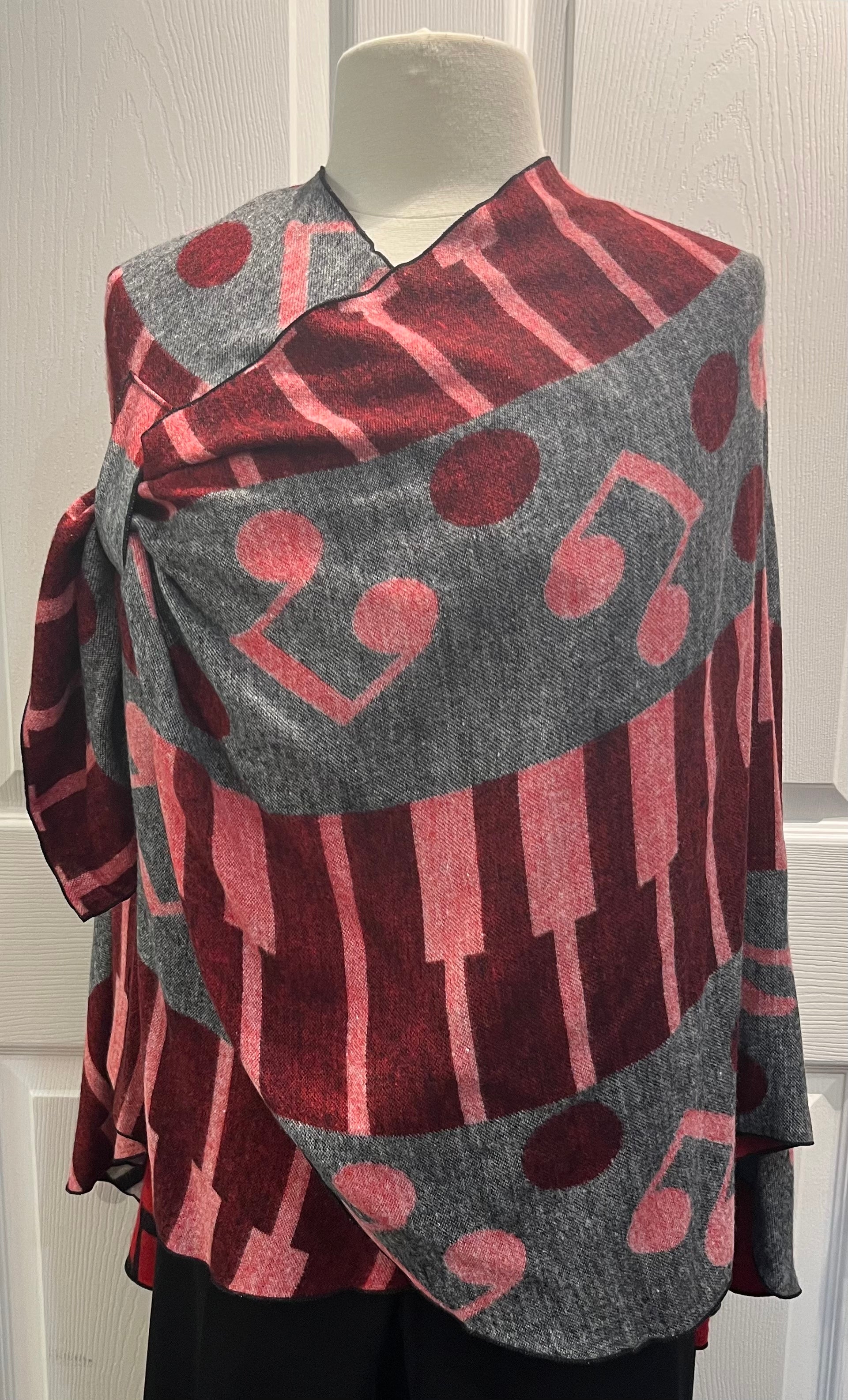 Piano/Musical Notes Reversible Cashmere Shawl