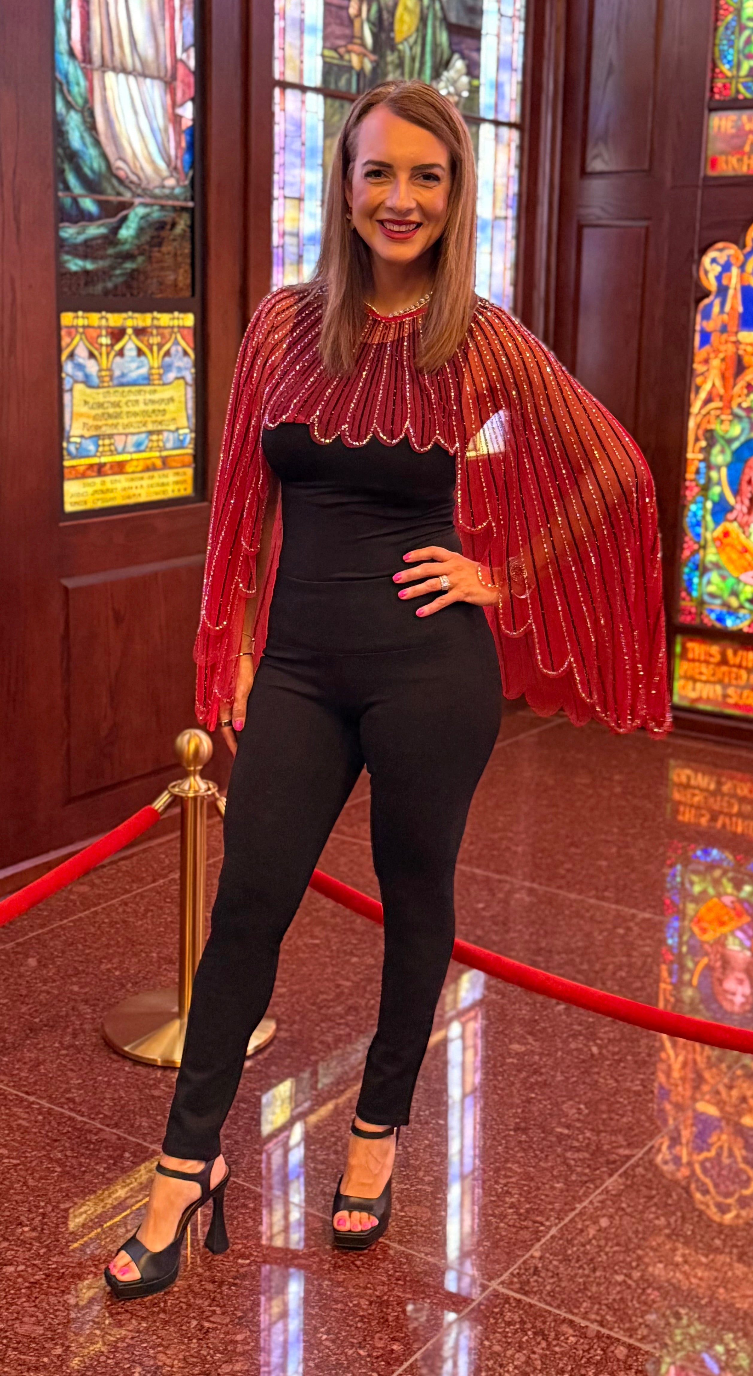 Red Rhinestone Jeweled Shawl