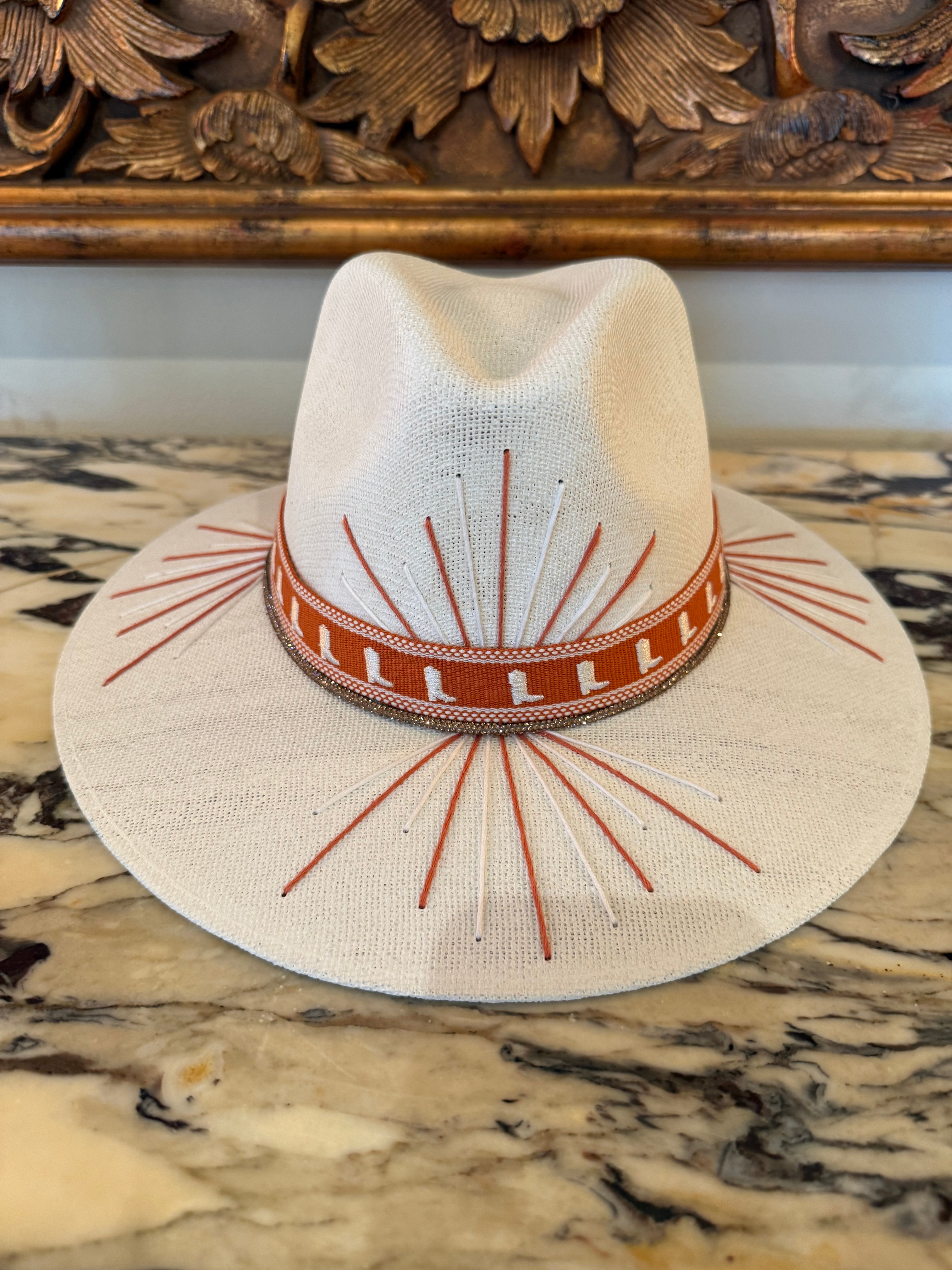 One of a Kind Women's Texas Longhorn Themed Straw Hat