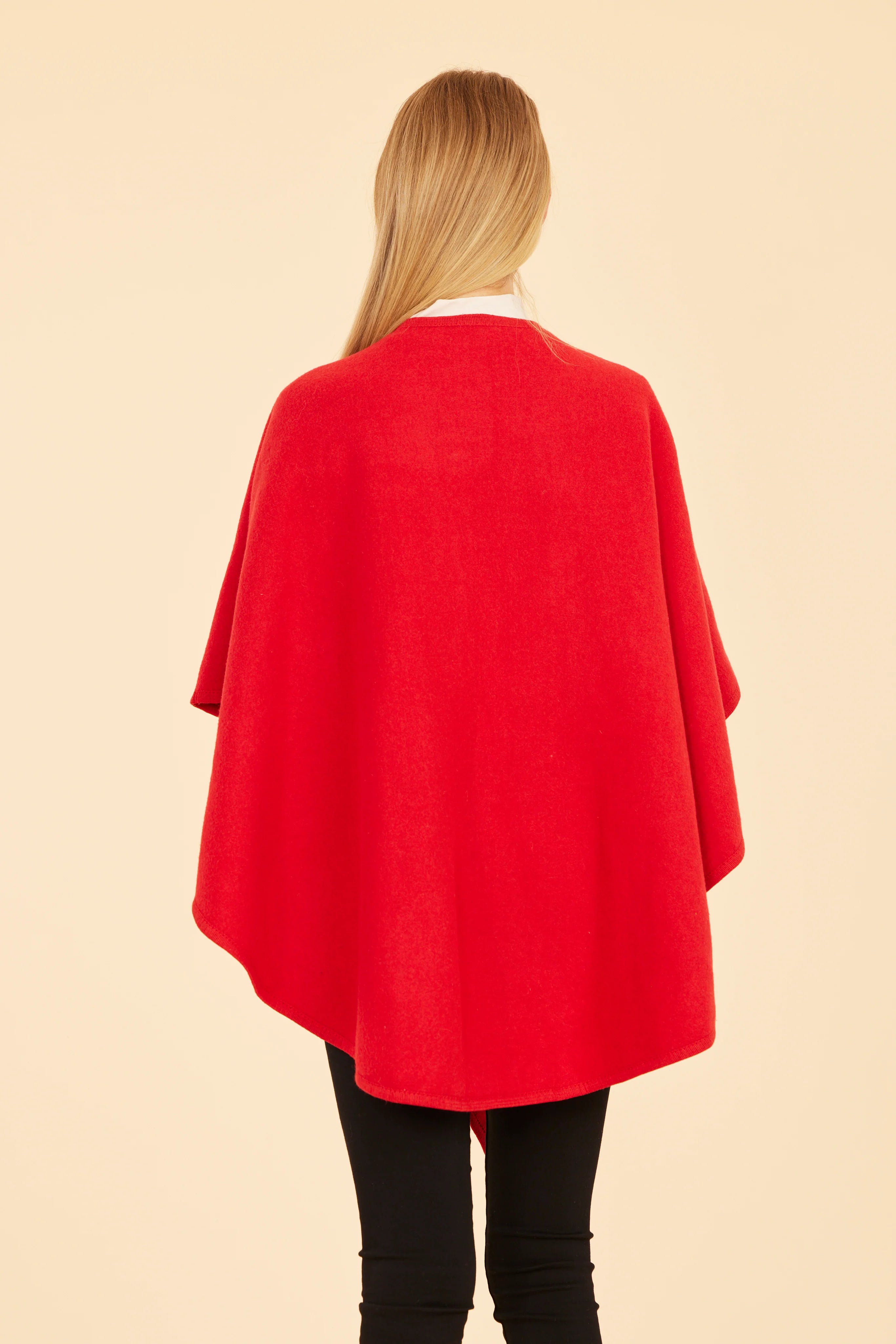 Knit Shawl Wrap- Red