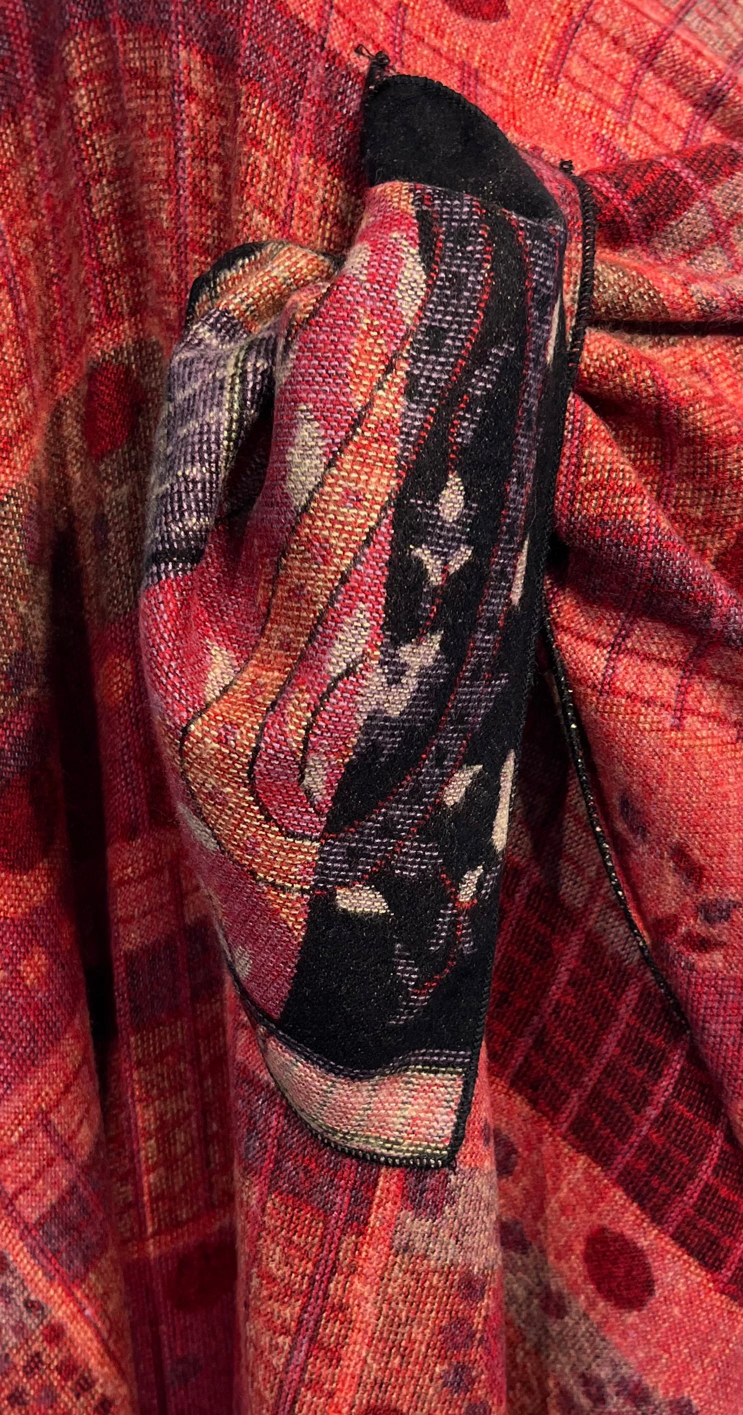 Black, Red & Tan Reversible Cashmere Shawl
