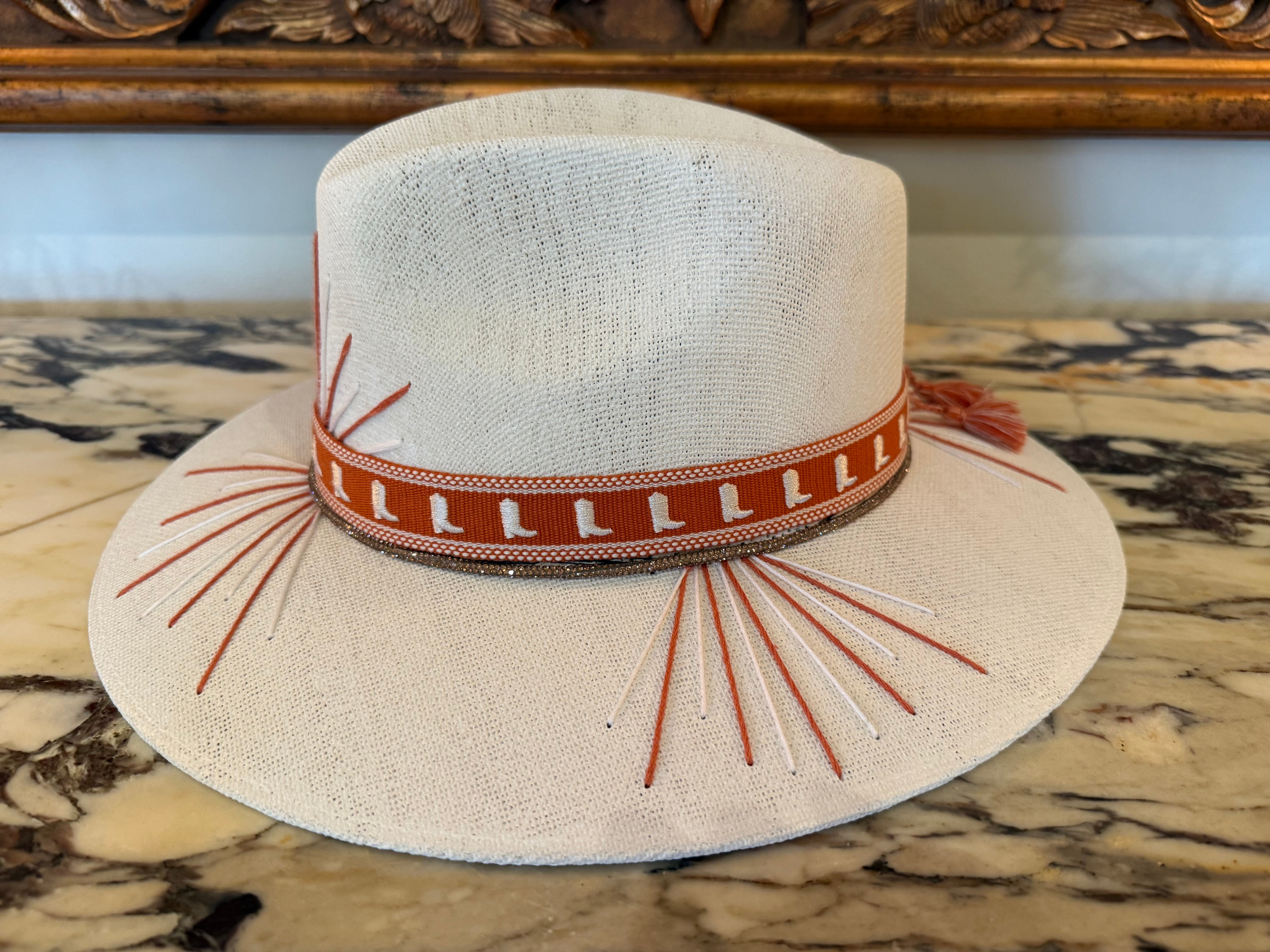 One of a Kind Women's Texas Longhorn Themed Straw Hat
