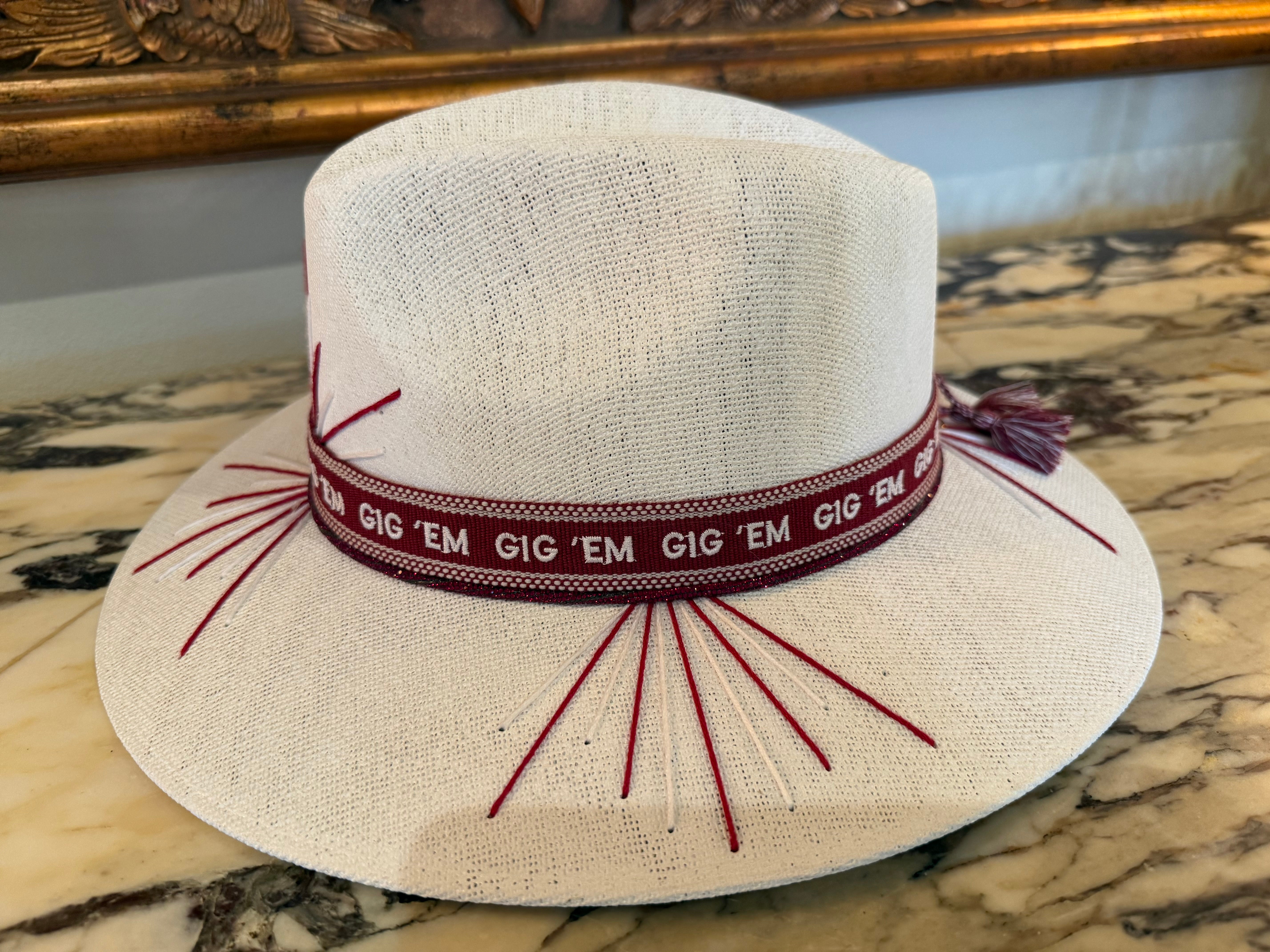 One of a Kind Women's Texas Aggies Themed Straw Hat