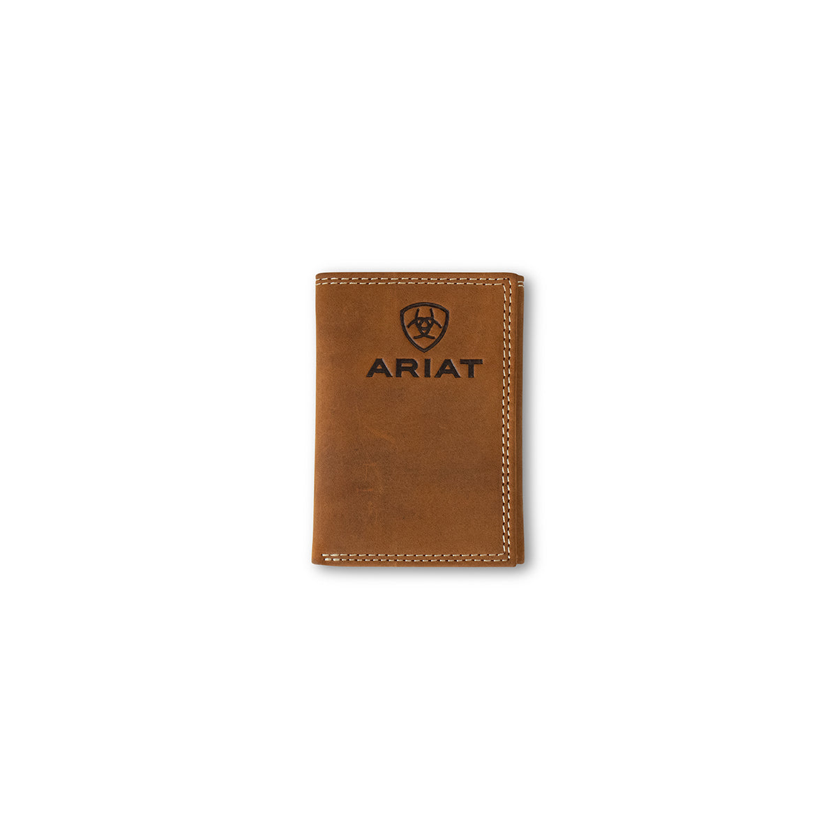 Ariat Men's Tan Embossed Logo Trifold Wallet
