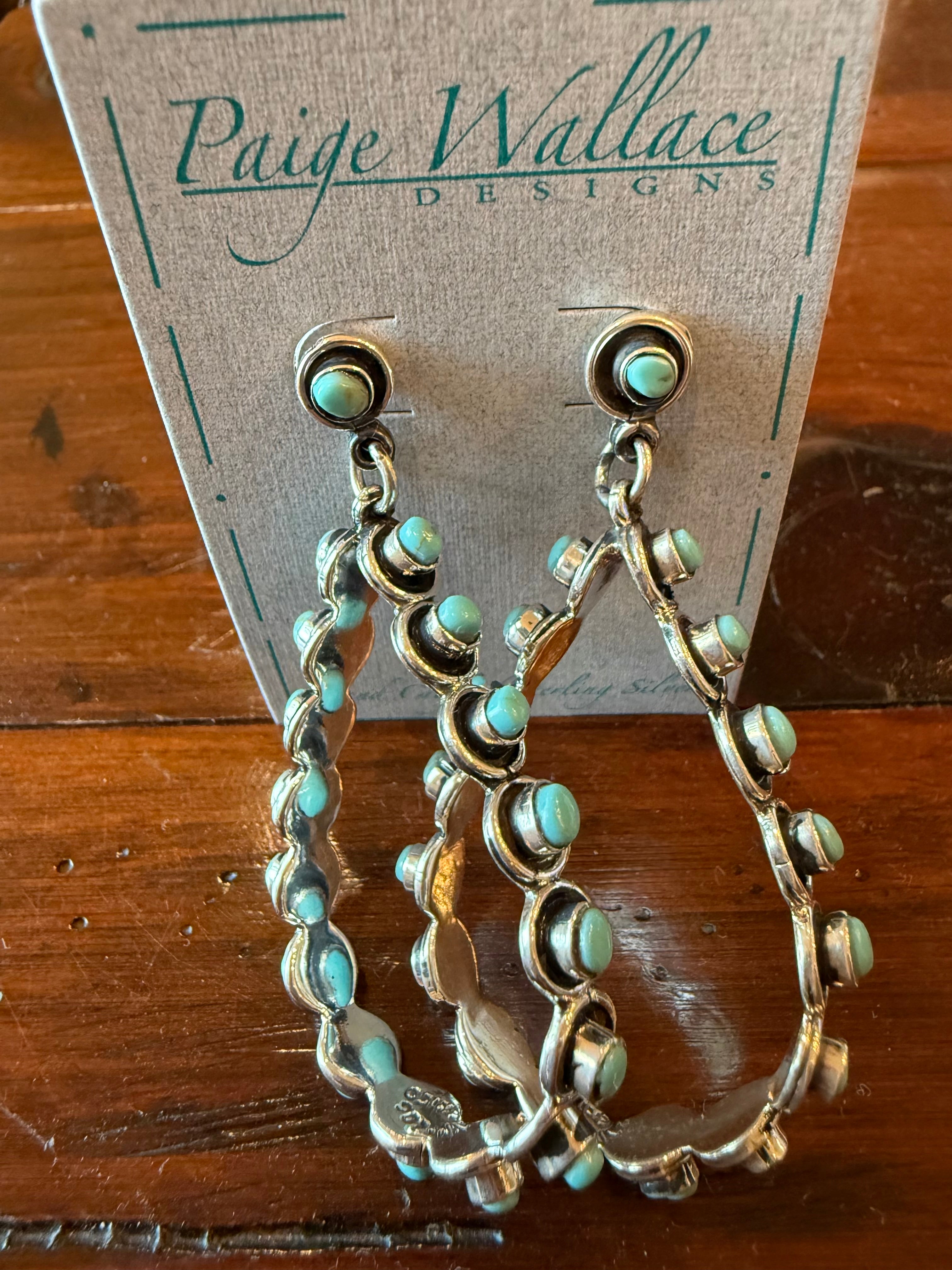 Paige Wallace Post Large Reconstituted Turquoise Stone Sterling Silver Earrings