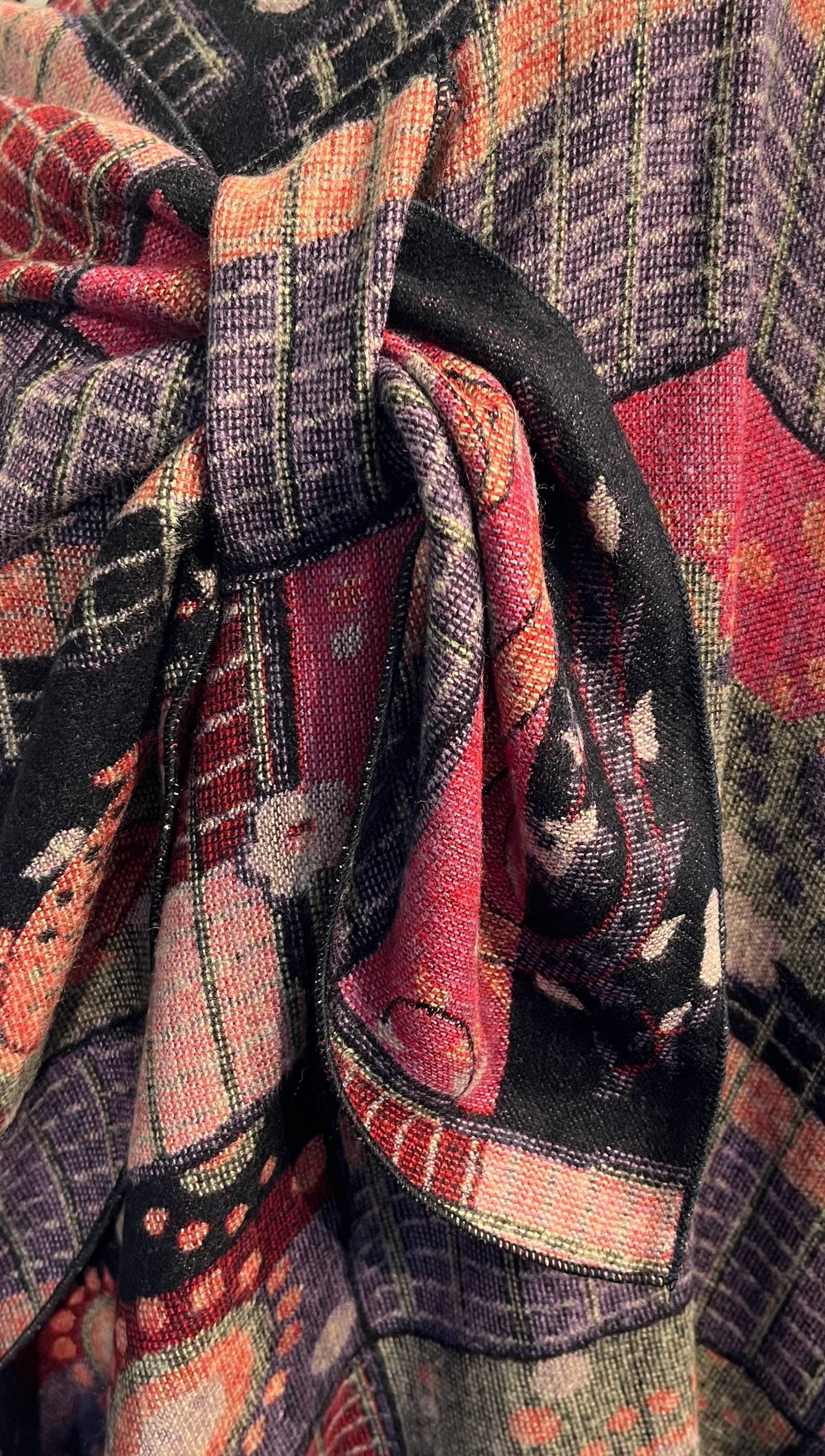 Black, Red & Tan Reversible Cashmere Shawl