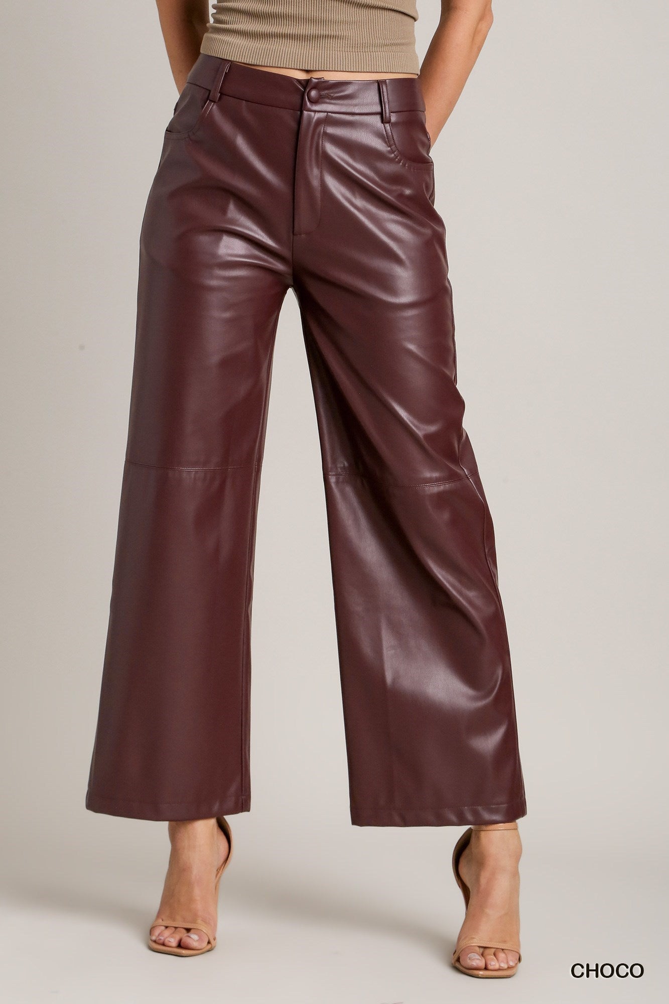 Chocolate Brown Faux Leather Pants