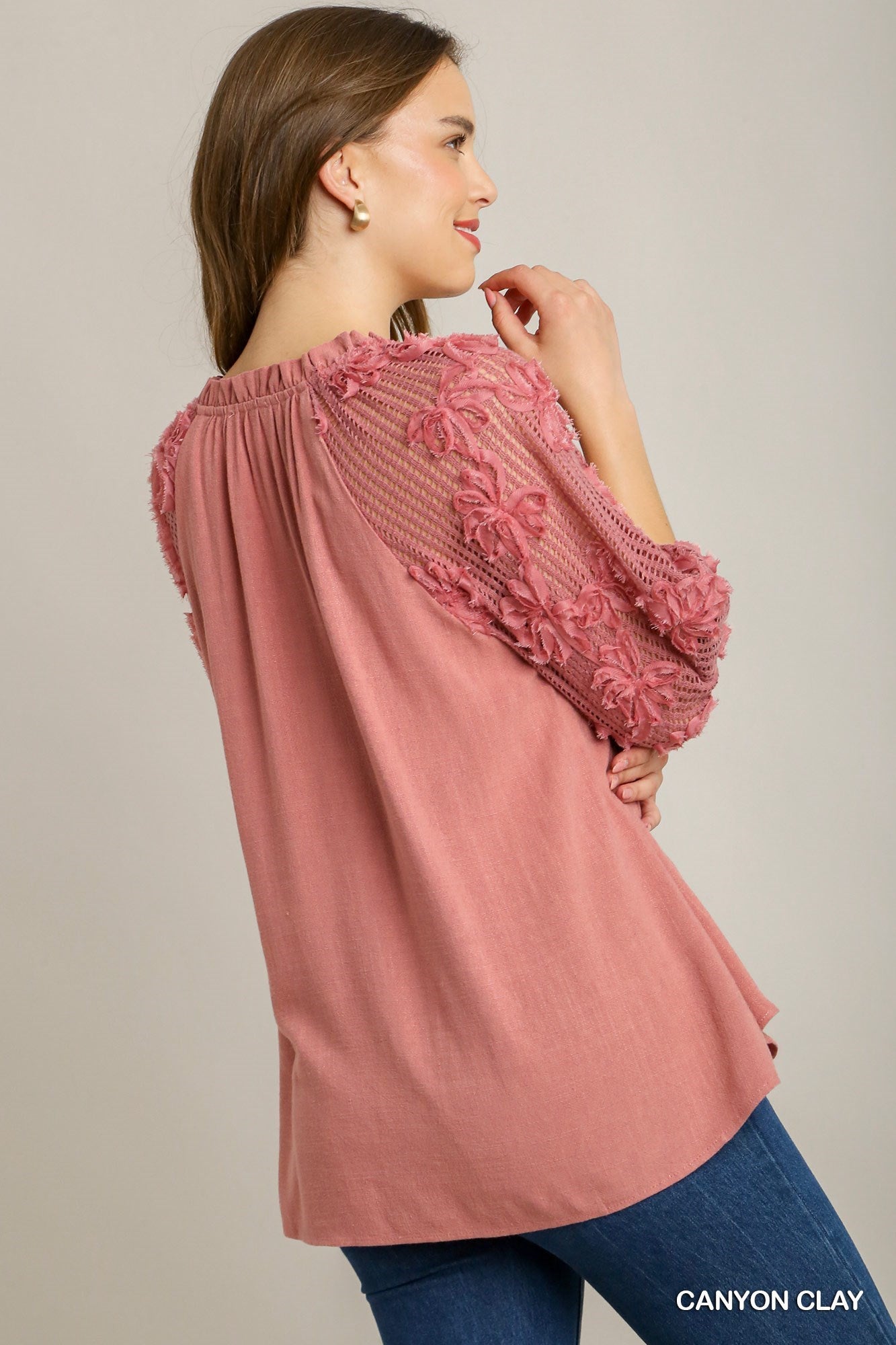 Fabulous Sleeves Linen Blend Clay Top