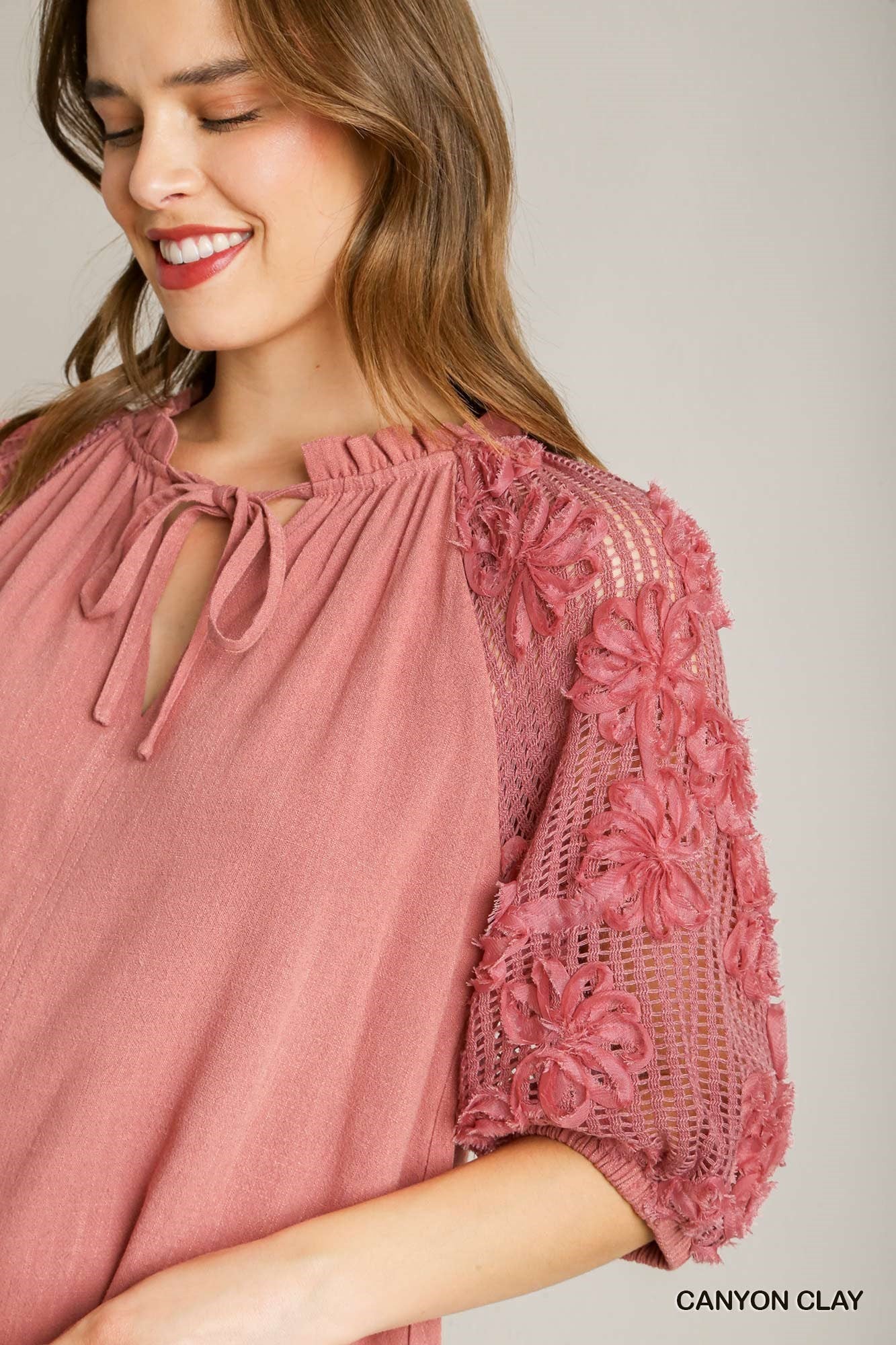 Fabulous Sleeves Linen Blend Clay Top