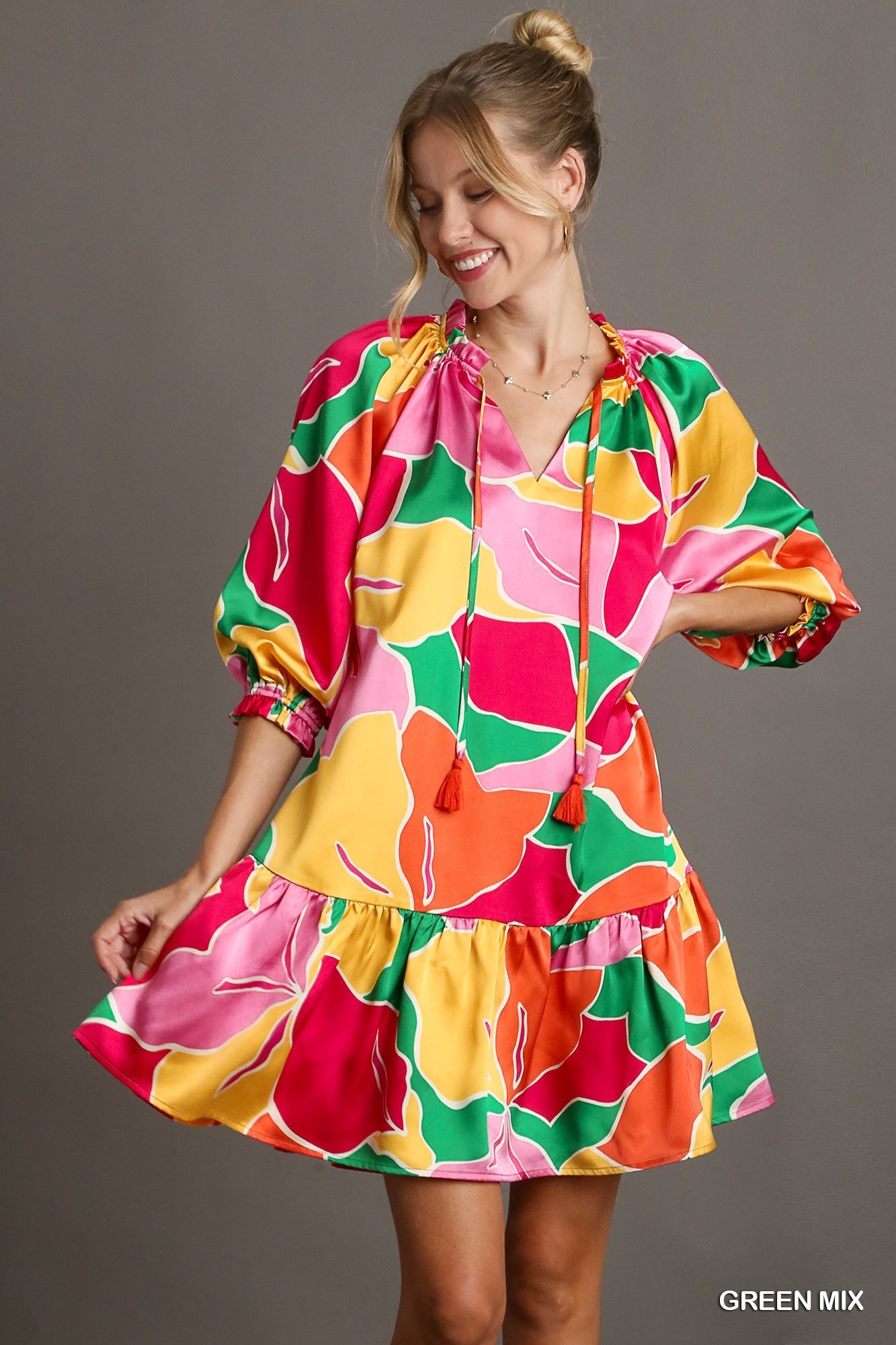 Splash of Color Abstract Tiered Dress