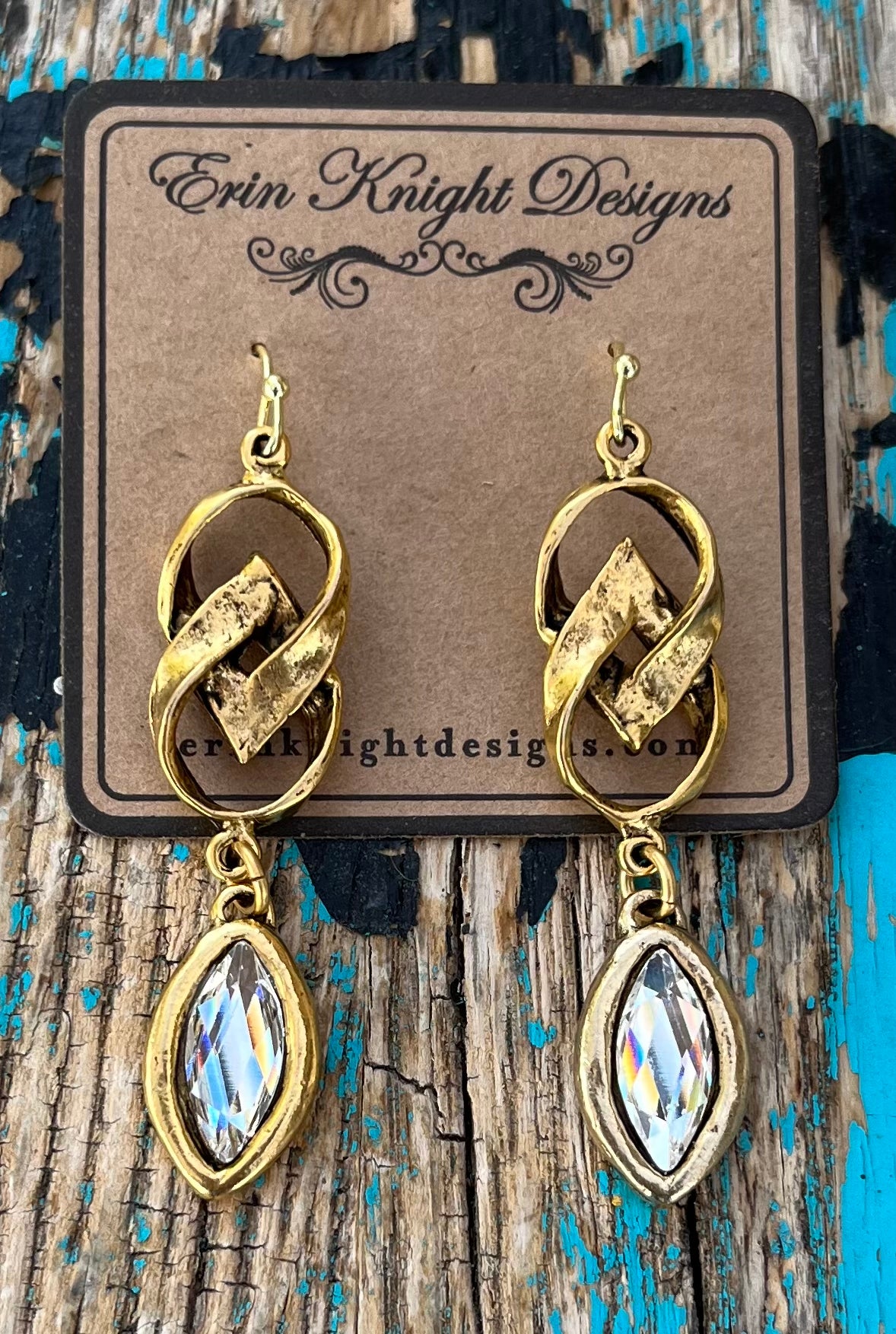 Brass & Crystals Earrings