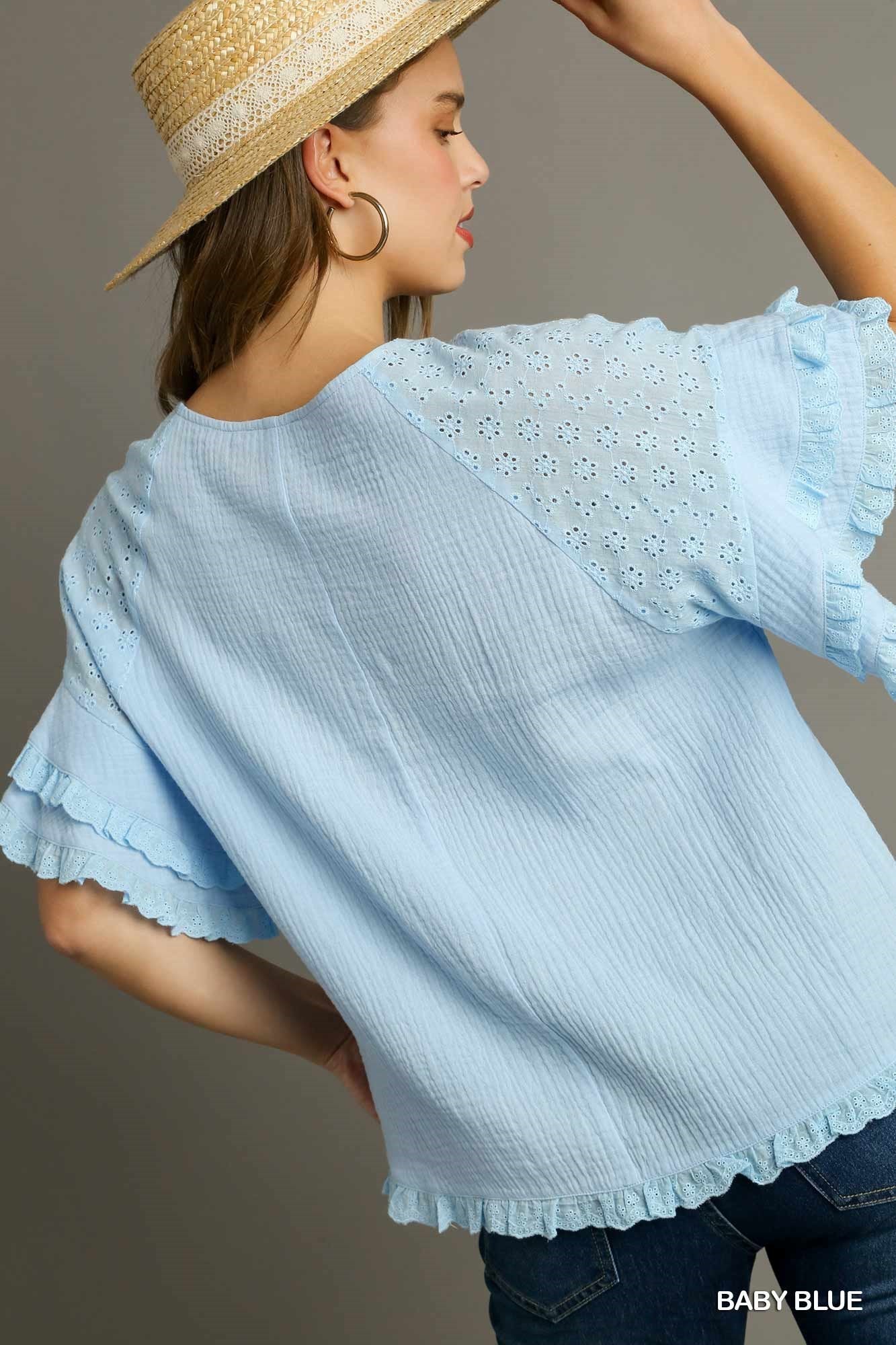 Baby Blue is for Boys Cotton Gauze Top