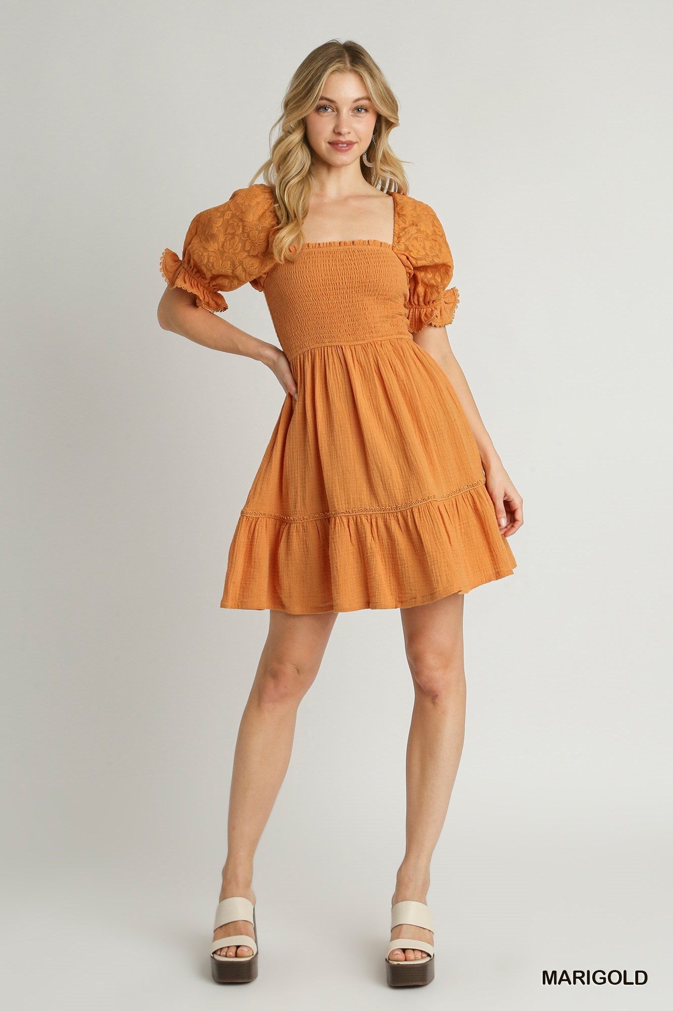 Marigold Cotton Gauze Smocked Dress