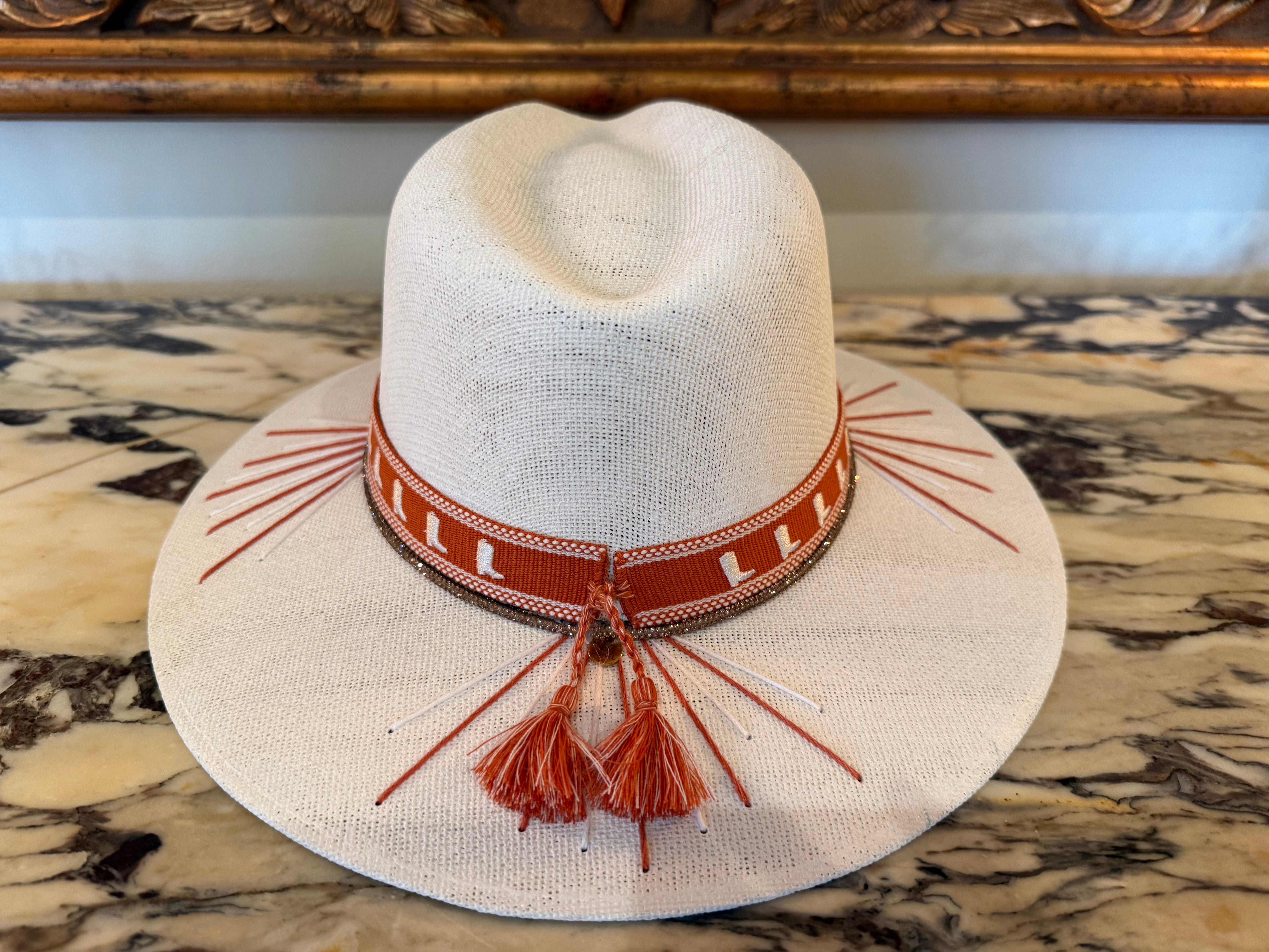 One of a Kind Women's Texas Longhorn Themed Straw Hat