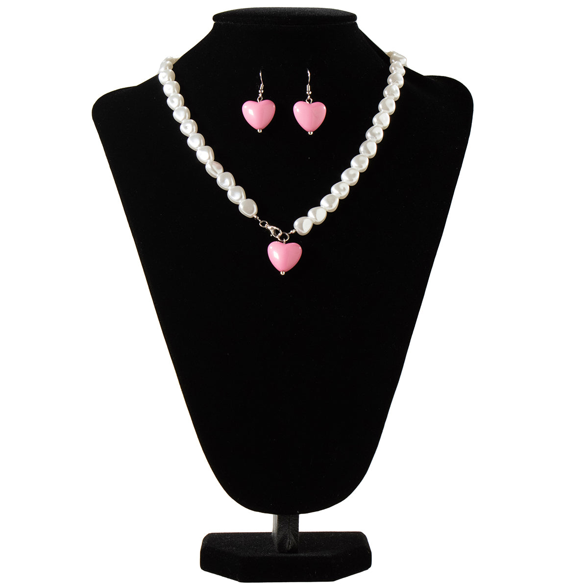 Pink Heart & Pearl Jewelry Set