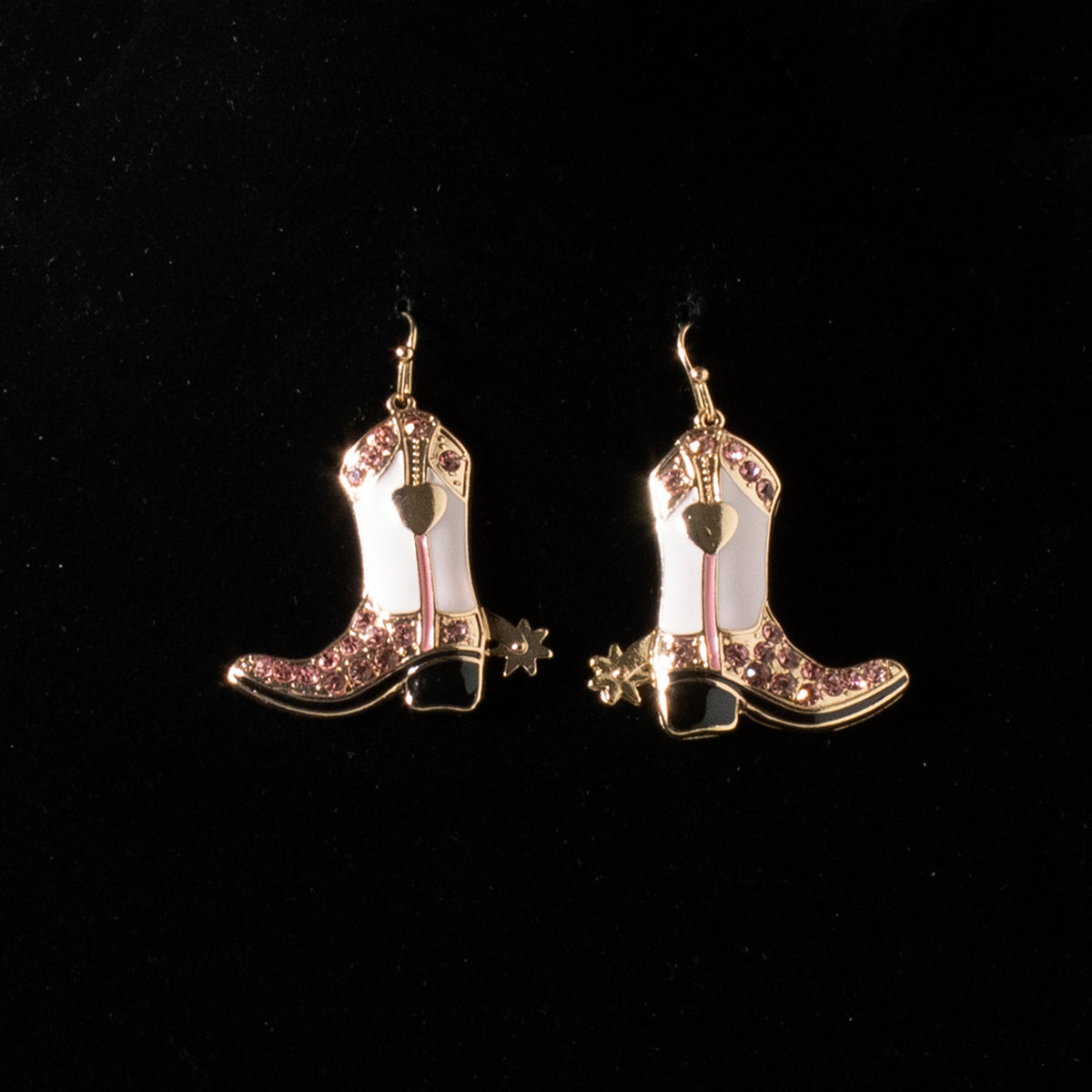 Pink & Gold Cowgirl Boots Earrings