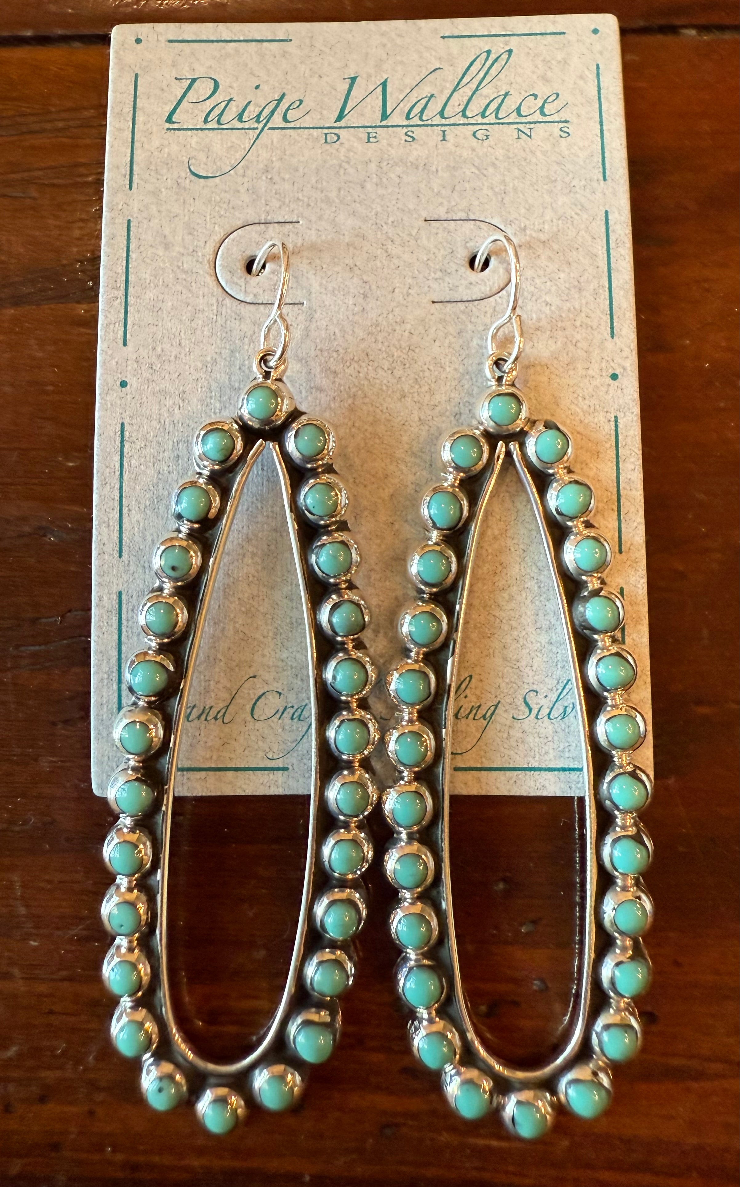 Paige Wallace Reconstituted Turquoise Open Tear Sterling Silver Earrings