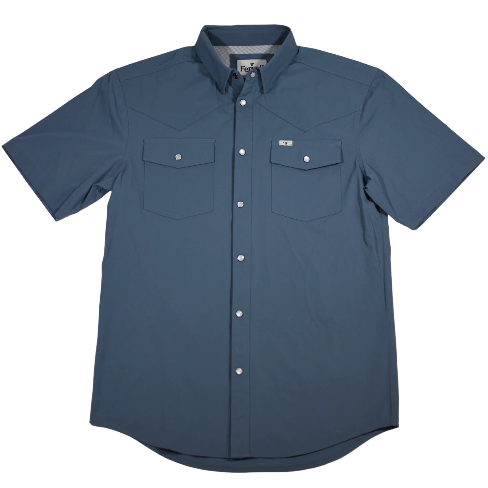 Blue Short Sleeve Pearl Snap Shirt